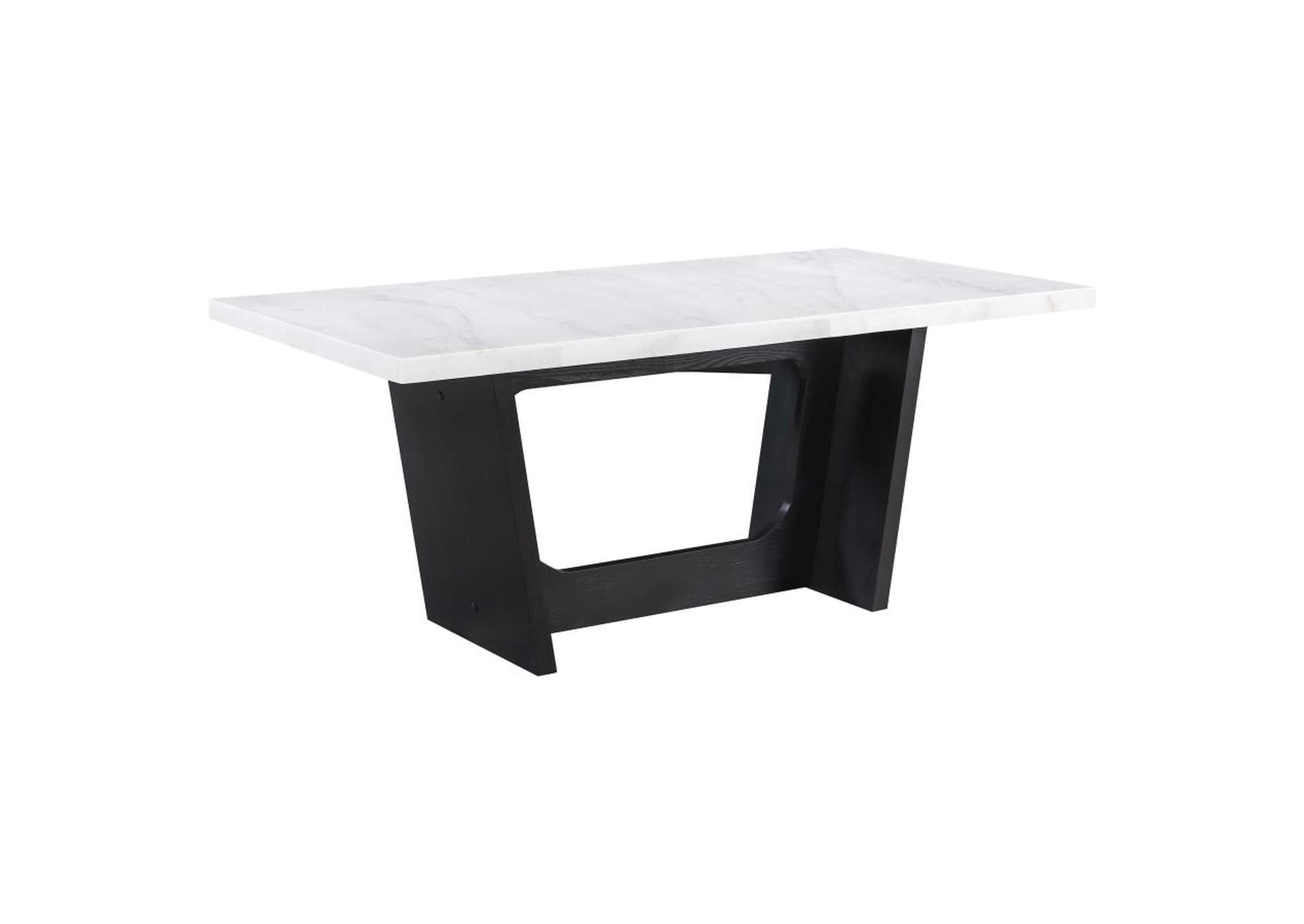 Osborne Trestle Base Marble Top Dining Table Espresso And White,Coaster Furniture