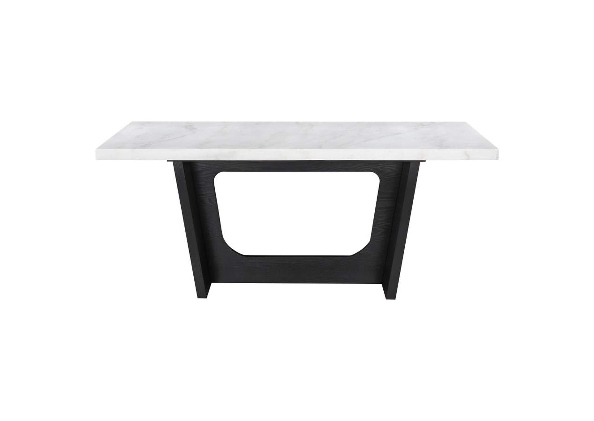 Osborne Trestle Base Marble Top Dining Table Espresso And White,Coaster Furniture