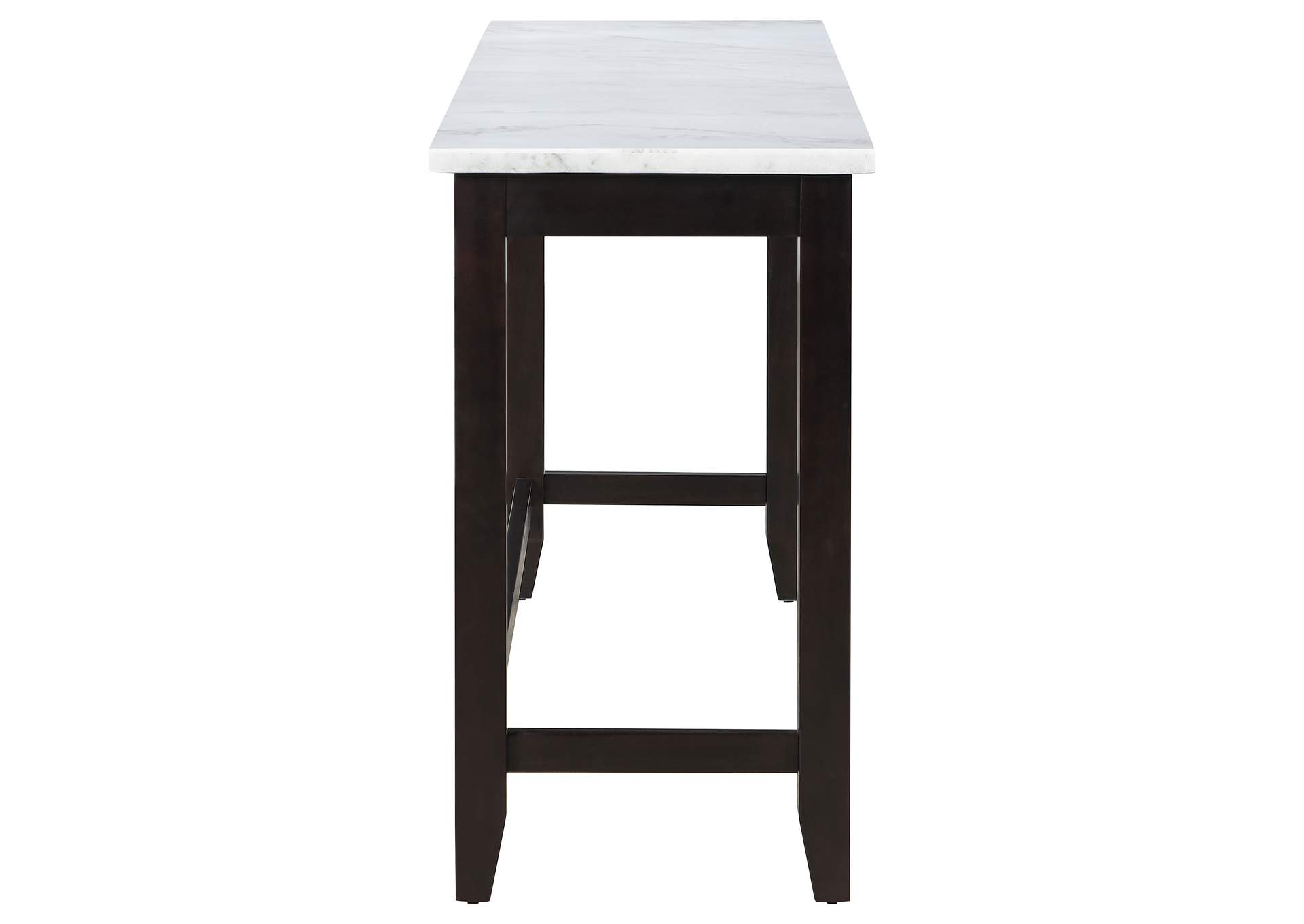 Toby Rectangular Marble Top Counter Height Table Espresso and White,Coaster Furniture