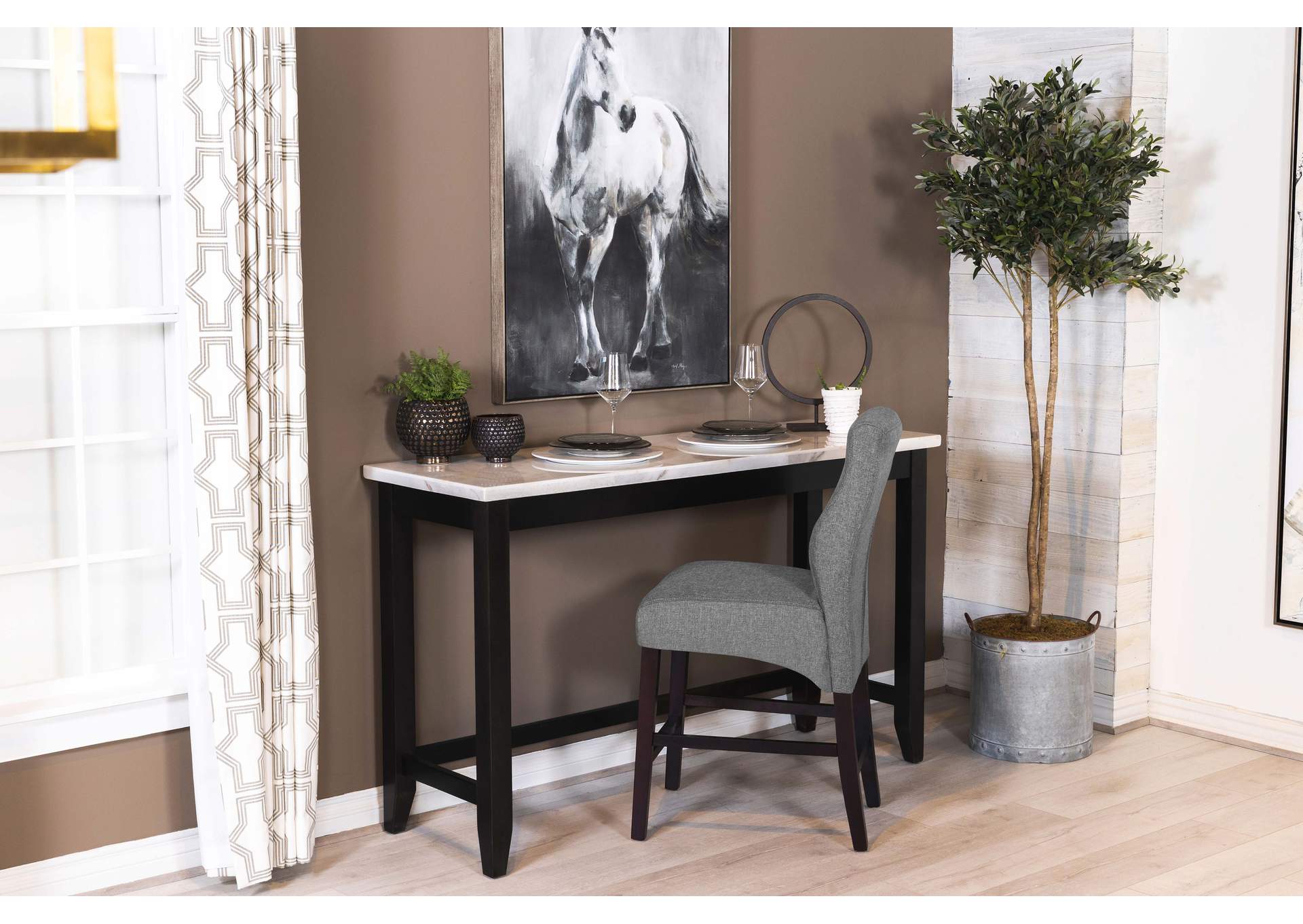 Toby Rectangular Marble Top Counter Height Table Espresso and White,Coaster Furniture