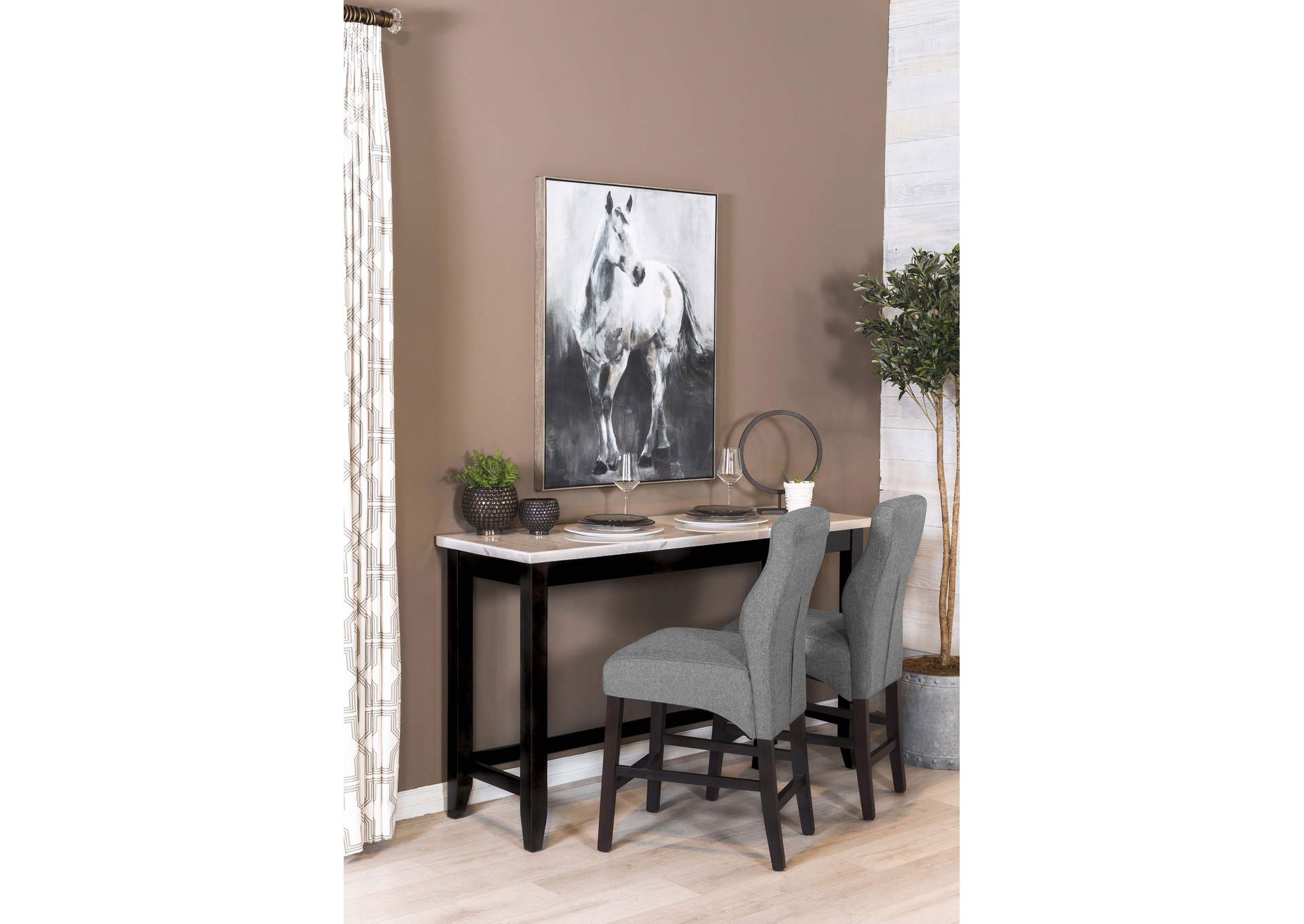 Toby Rectangular Marble Top Counter Height Table Espresso and White,Coaster Furniture