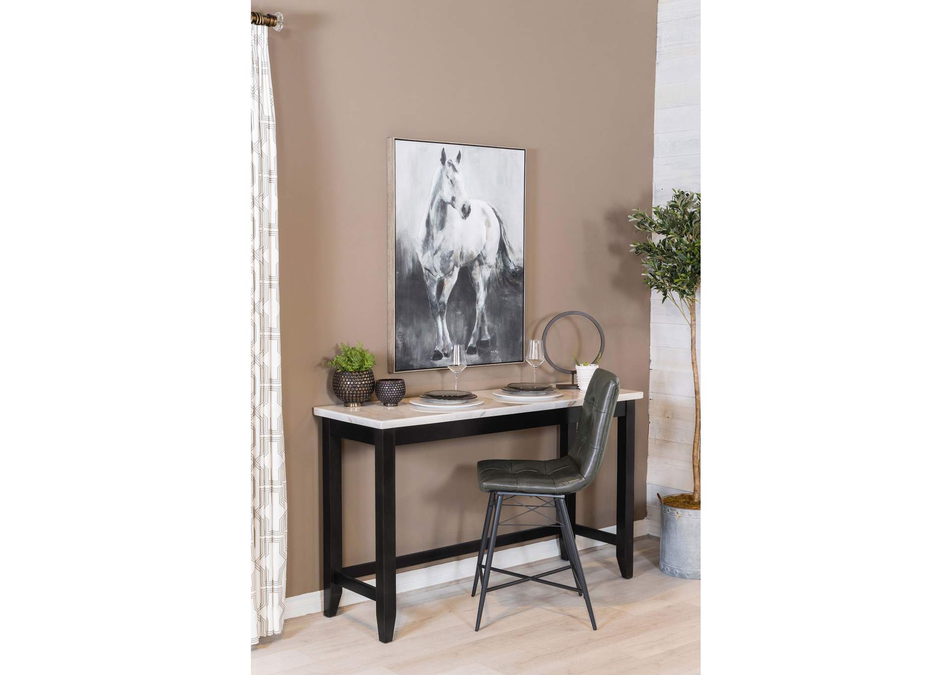 Toby Rectangular Marble Top Counter Height Table Espresso and White,Coaster Furniture