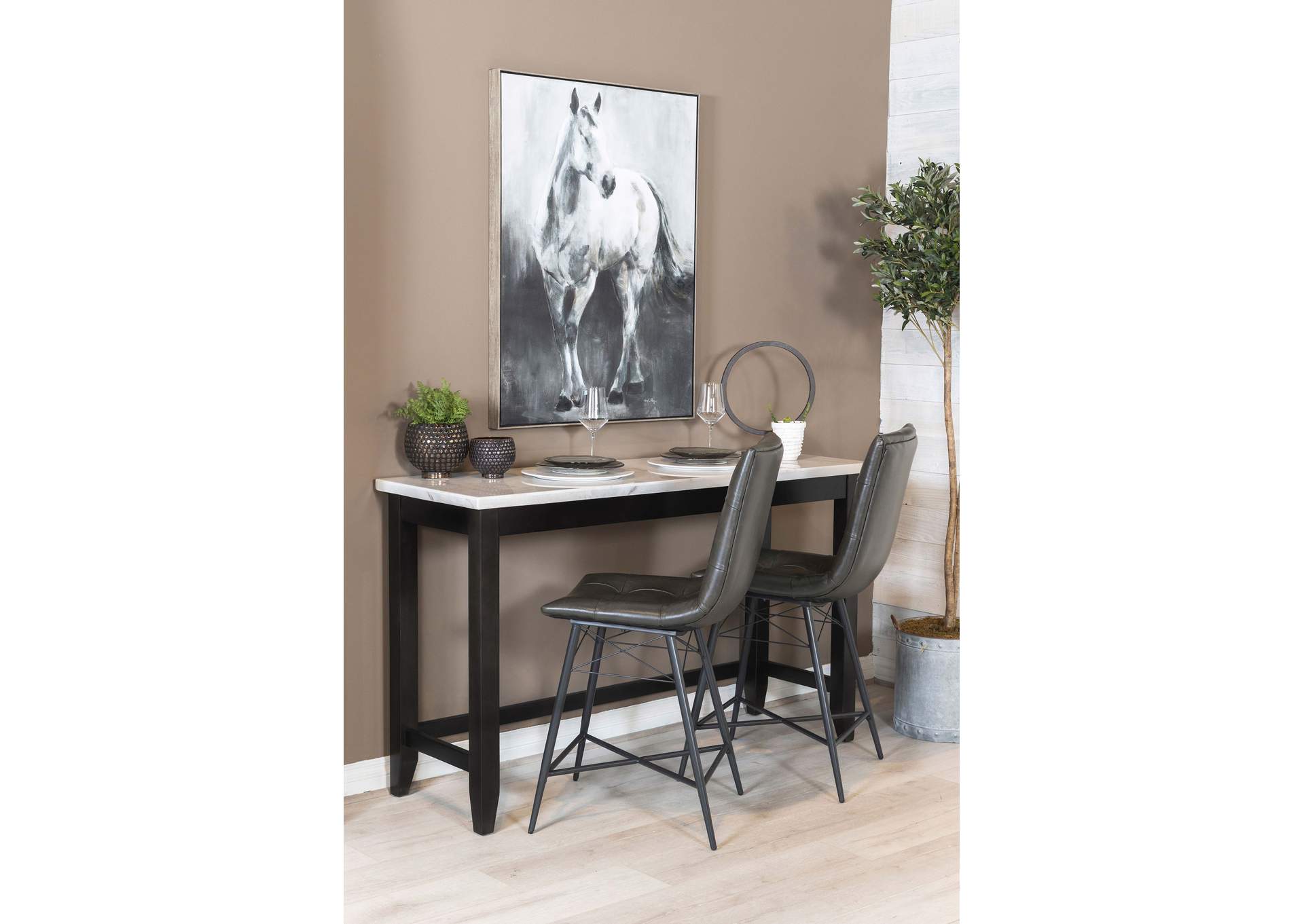 Toby Rectangular Marble Top Counter Height Table Espresso and White,Coaster Furniture