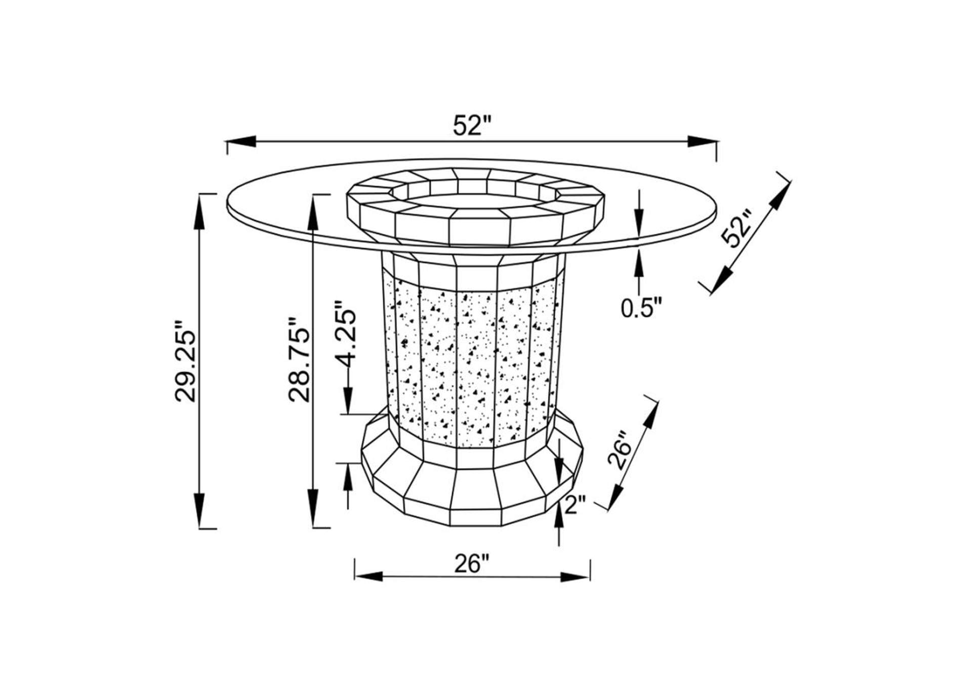 Ellie Cylinder Pedestal Glass Top Dining Table Mirror,Coaster Furniture