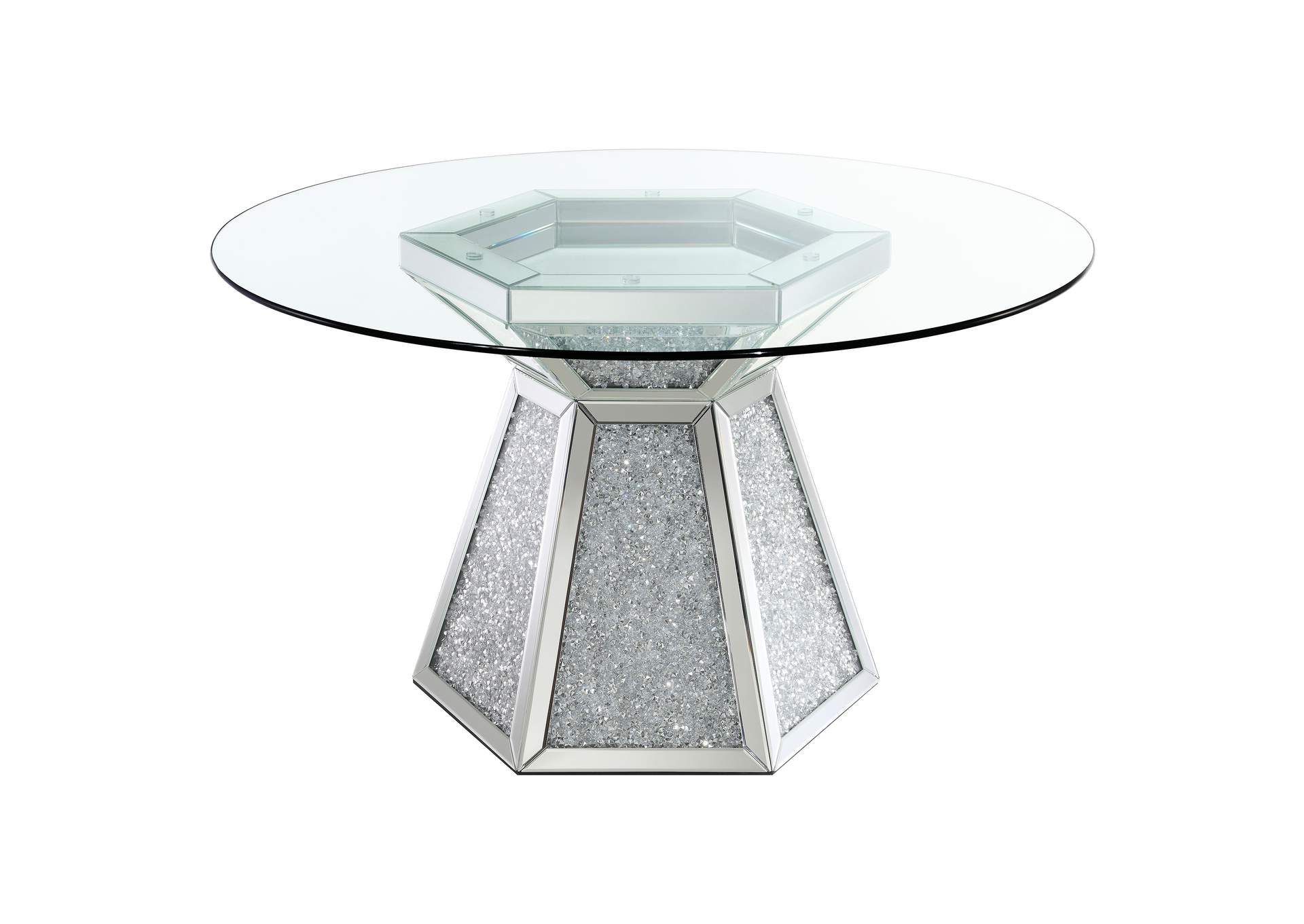 Quinn 5-piece Hexagon Pedestal Dining Room Set Mirror and Grey,Coaster Furniture