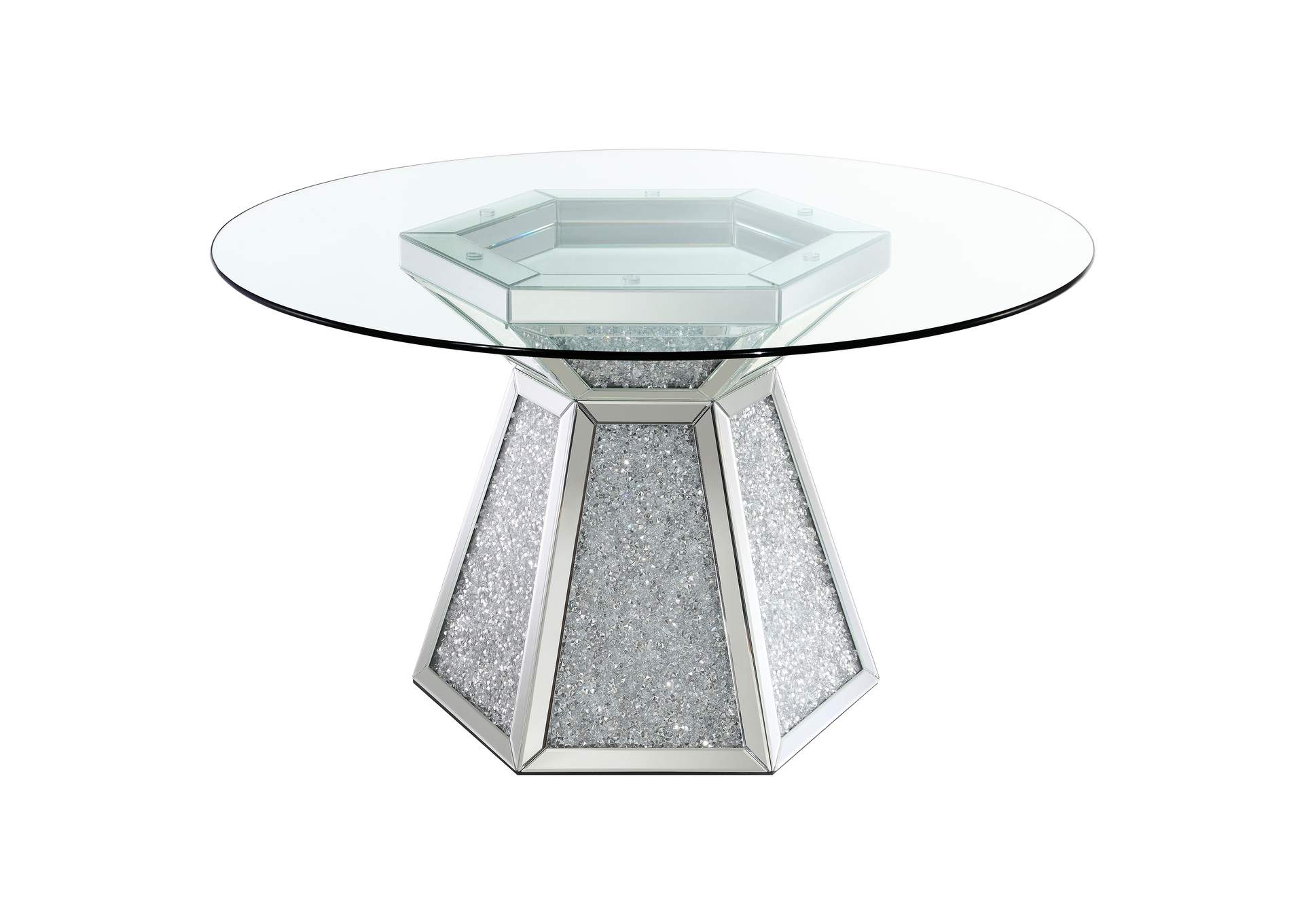 Quinn 5-piece Hexagon Pedestal Dining Room Set Mirror and Black,Coaster Furniture