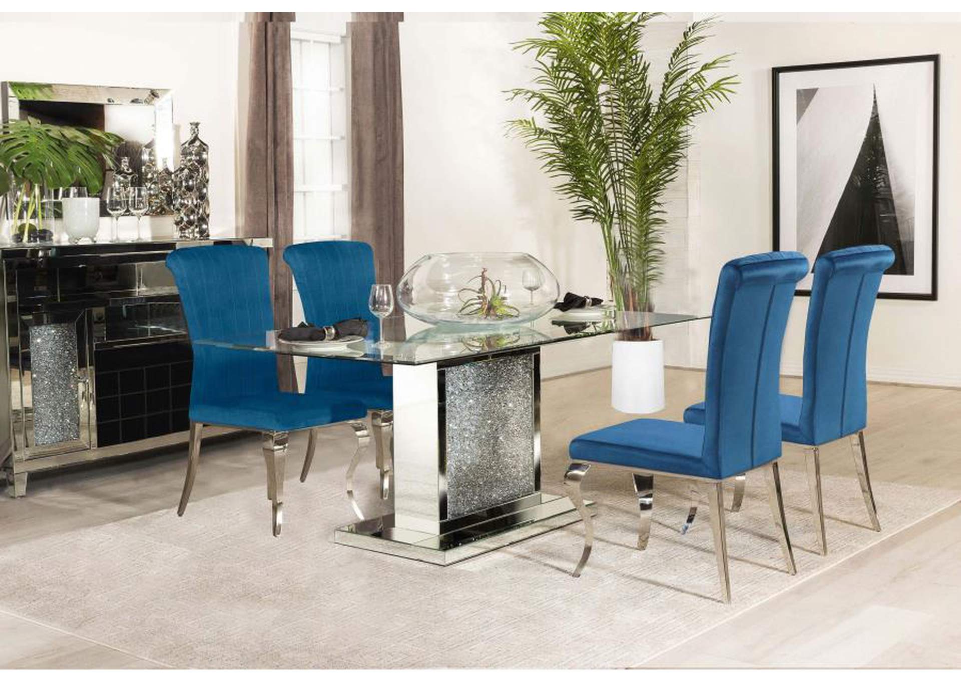 mirrored pedestal dining table