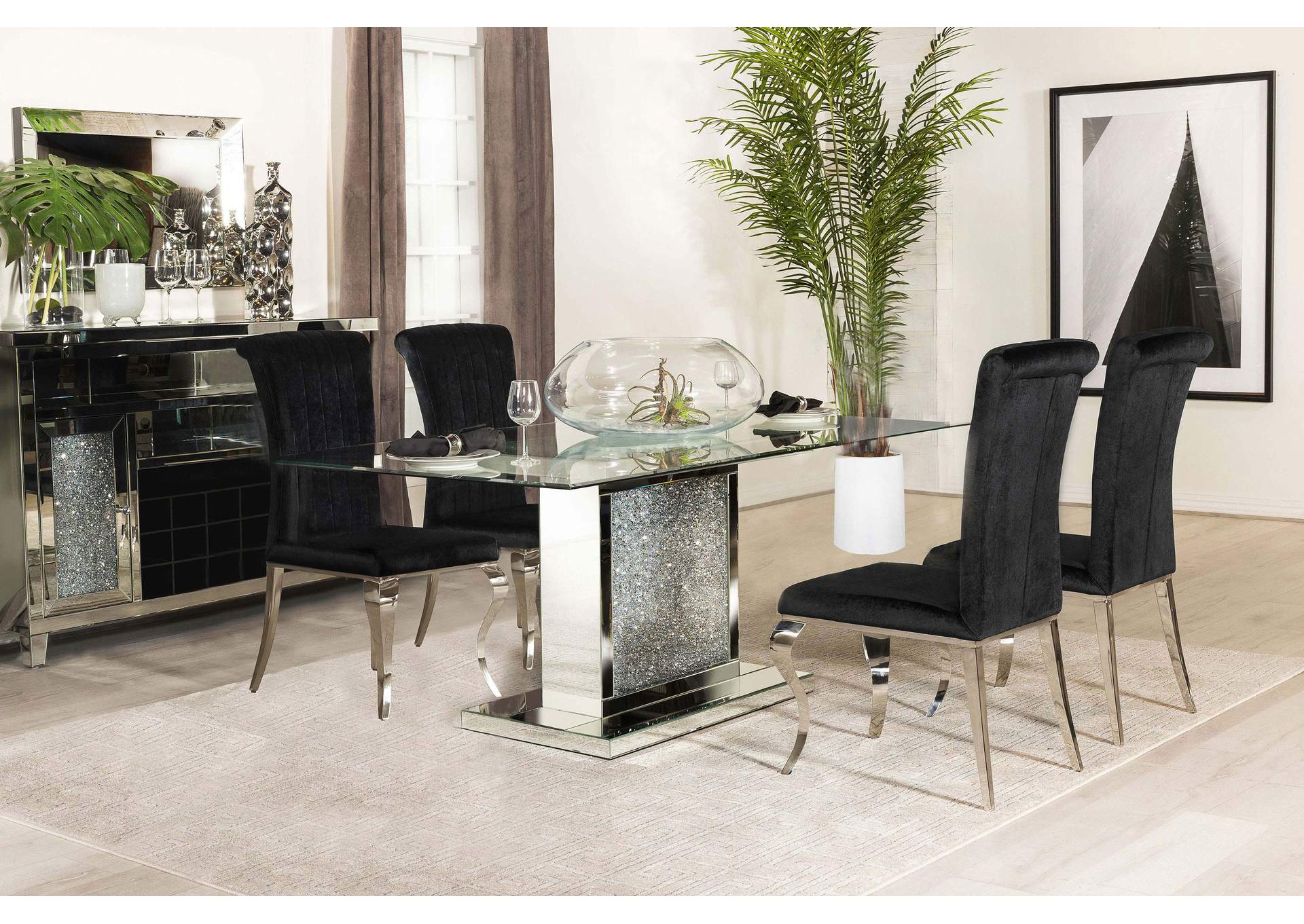 Marilyn 5-piece Rectangular Dining Set Mirror and Black,Coaster Furniture