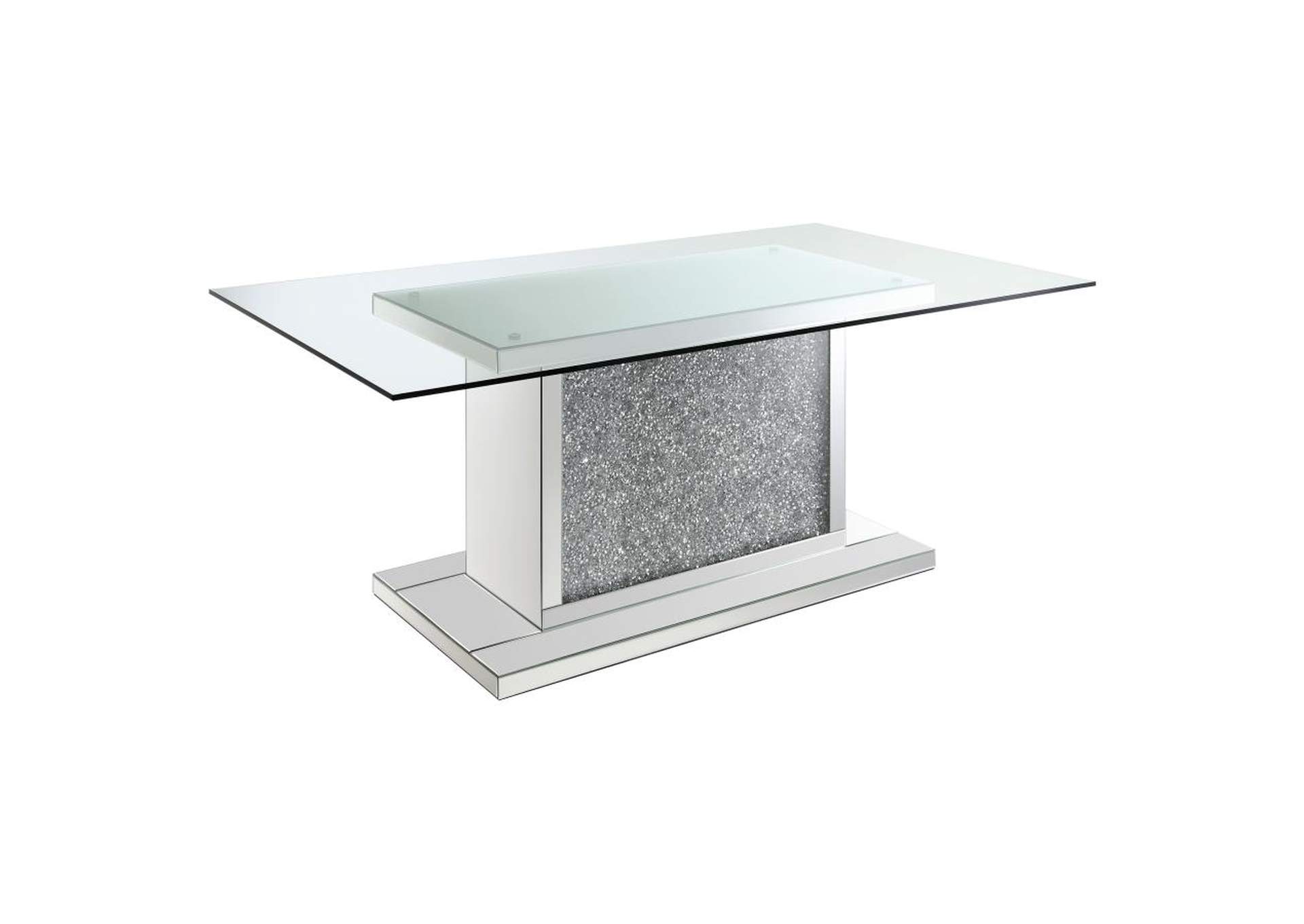 Marilyn Pedestal Rectangle Glass Top Dining Table Mirror,Coaster Furniture