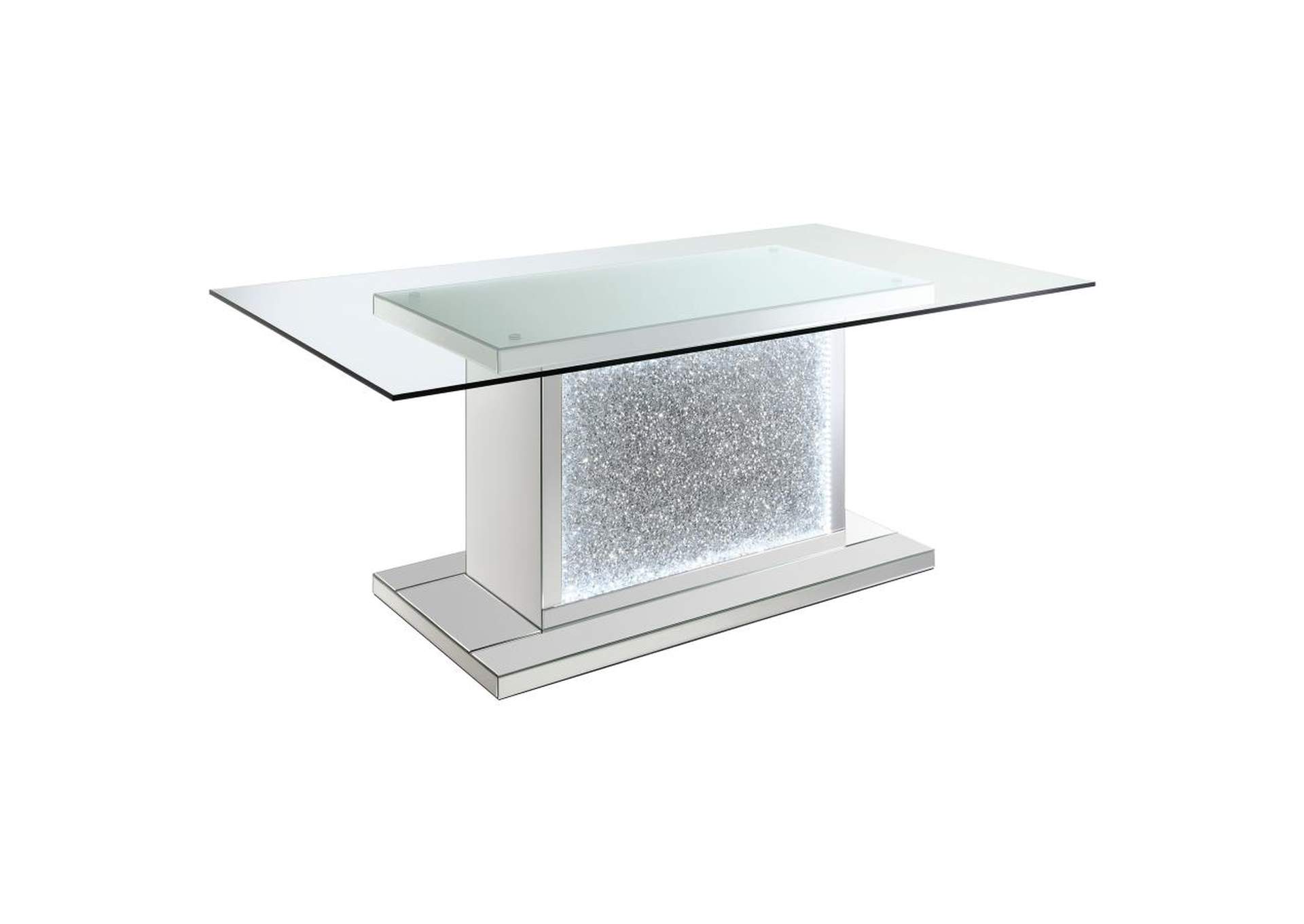 Marilyn Pedestal Rectangle Glass Top Dining Table Mirror,Coaster Furniture