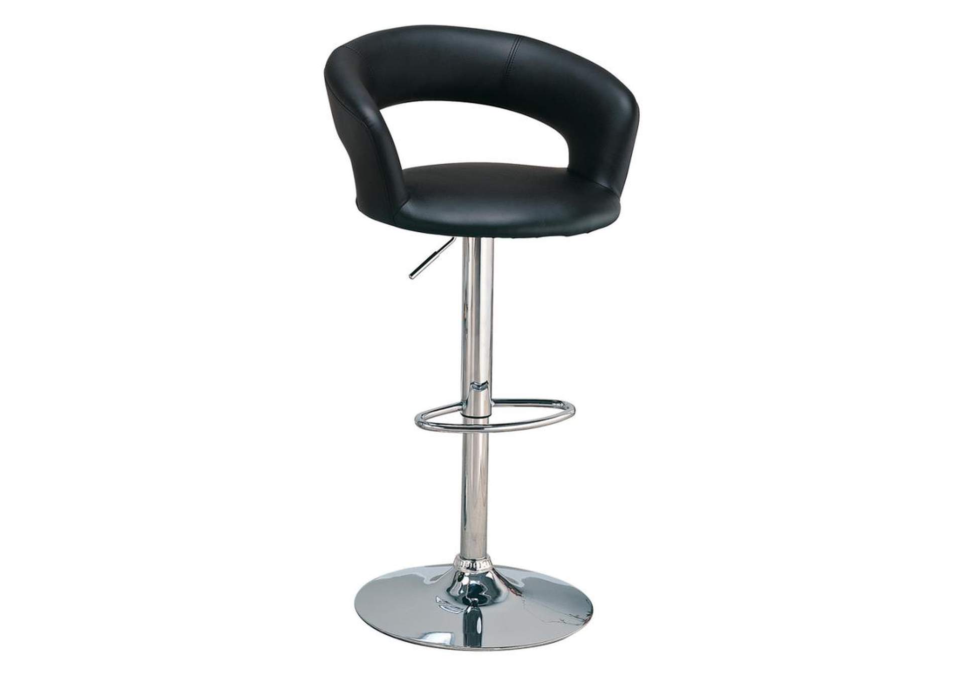 29" Adjustable Height Bar Stool Black And Chrome,Coaster Furniture