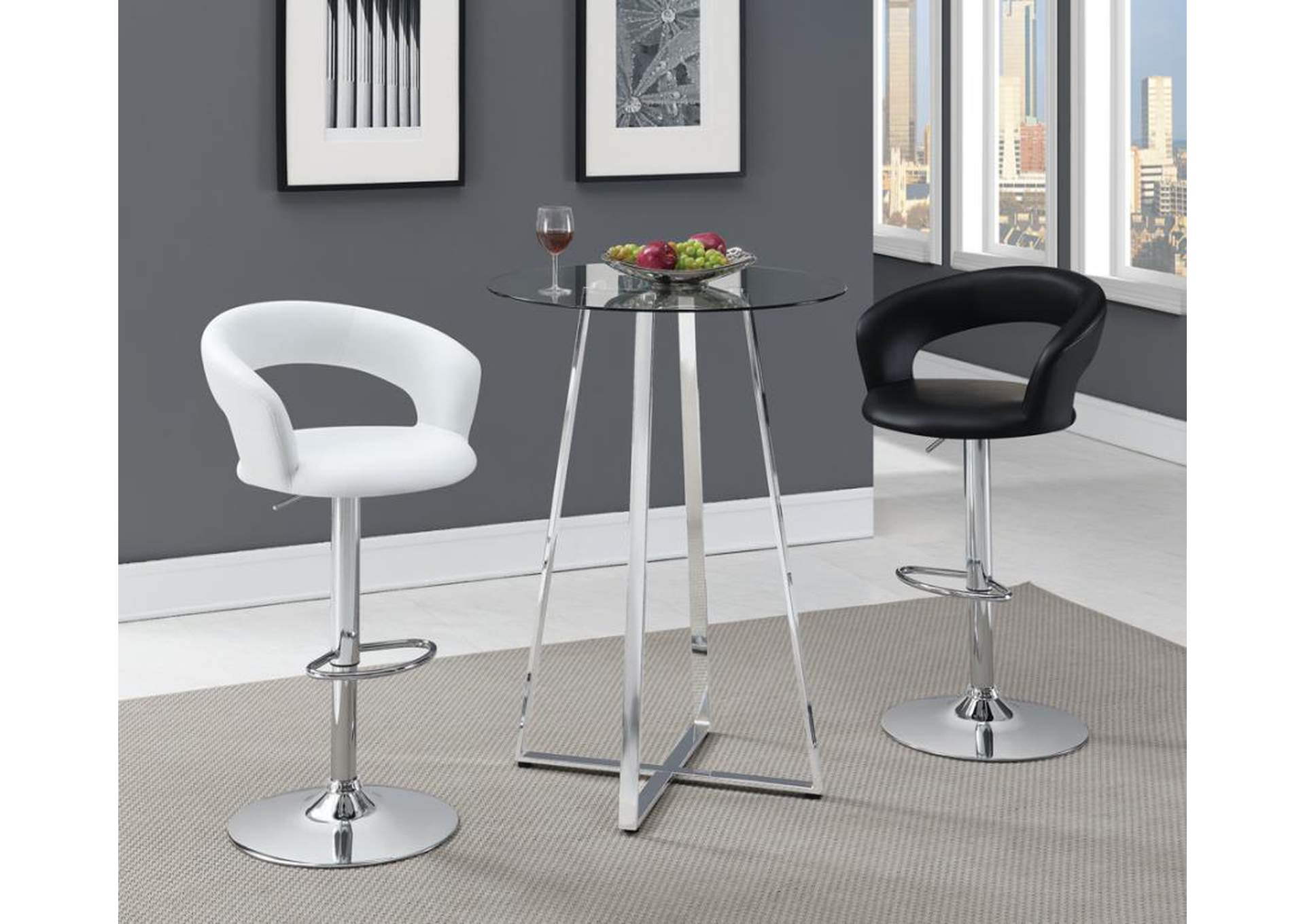 29" Adjustable Height Bar Stool Black And Chrome,Coaster Furniture