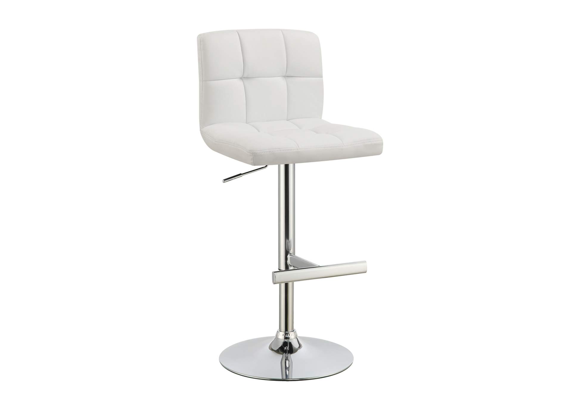 Lenny Adjustable Height Bar Stools Chrome and White (Set of 2),Coaster Furniture