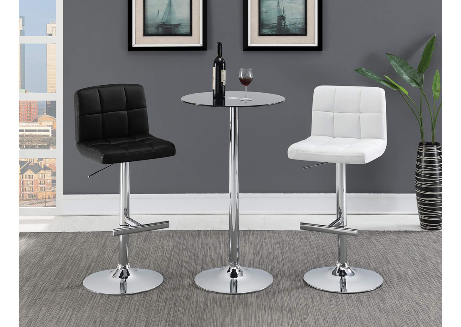 Lenny Adjustable Height Bar Stools Chrome and White (Set of 2),Coaster Furniture