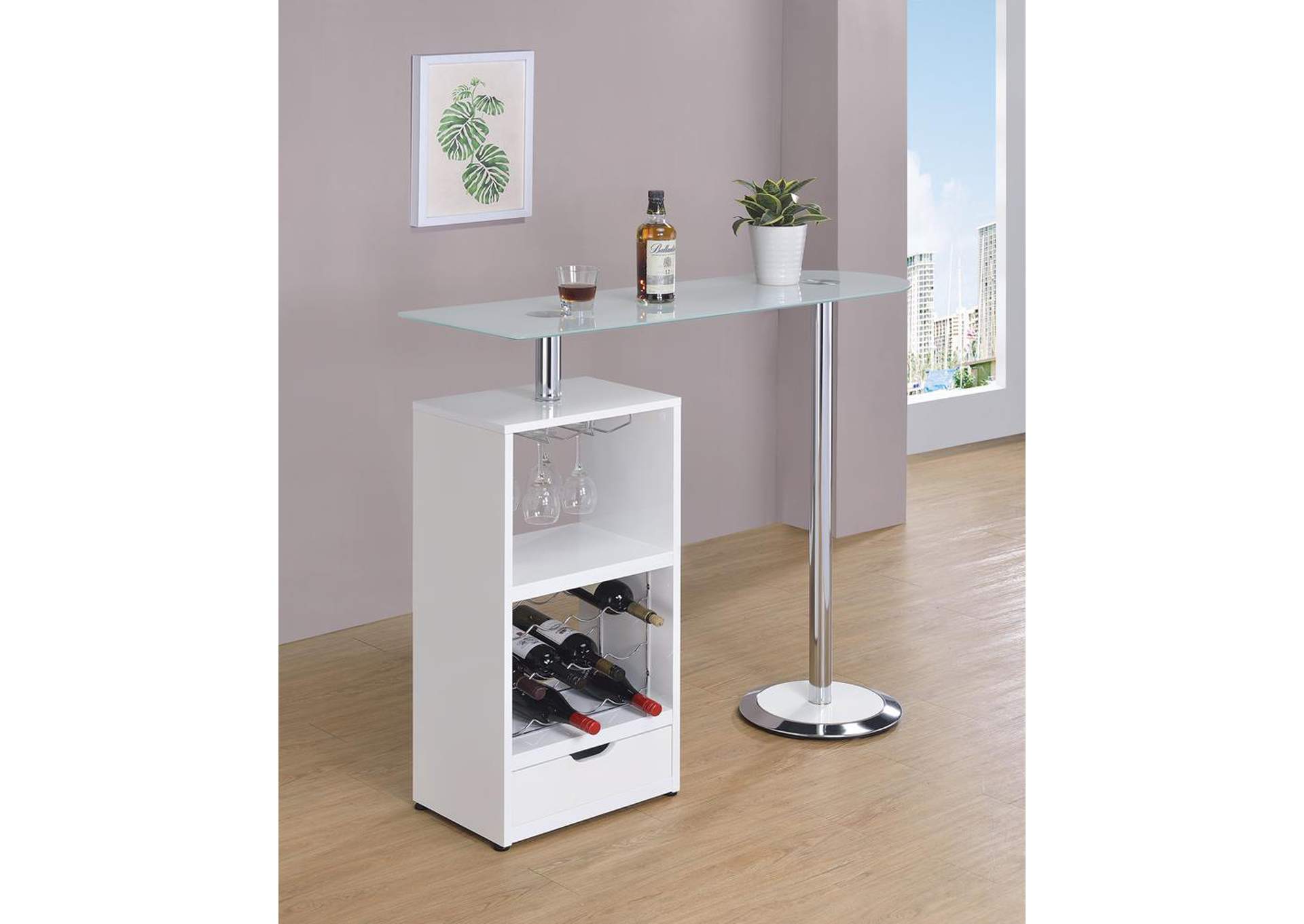 White Revolving Bar Table,ABF Coaster Furniture