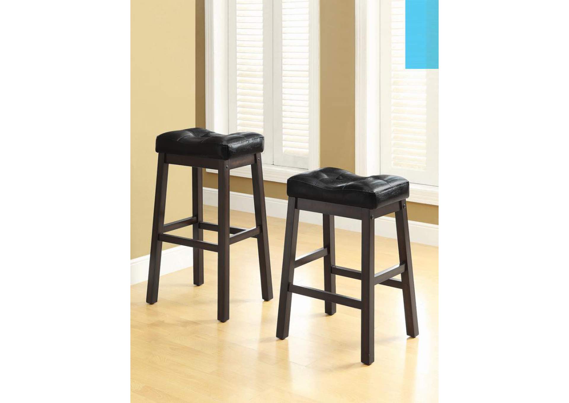 Upholstered Counter Height Stools Black And Cappuccino (Set Of 2),Coaster Furniture