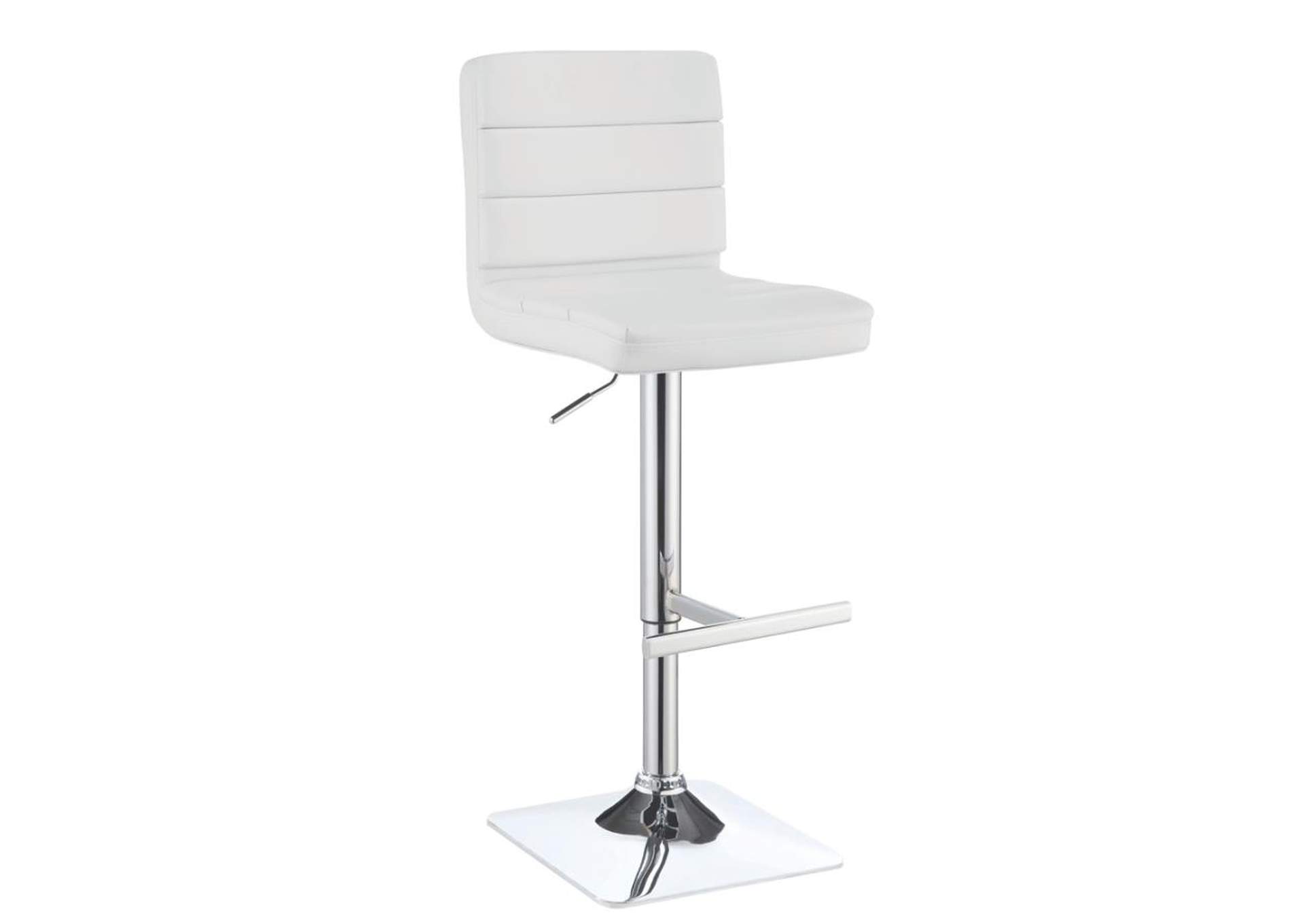 Bianca Upholstered Adjustable Bar Stools White and Chrome (Set of 2),Coaster Furniture