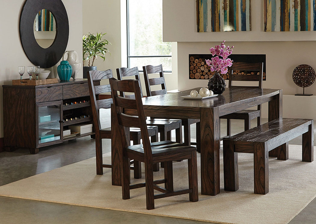 Dark Brown Dining Table, Four Side Chairs & Server,ABF Coaster Furniture