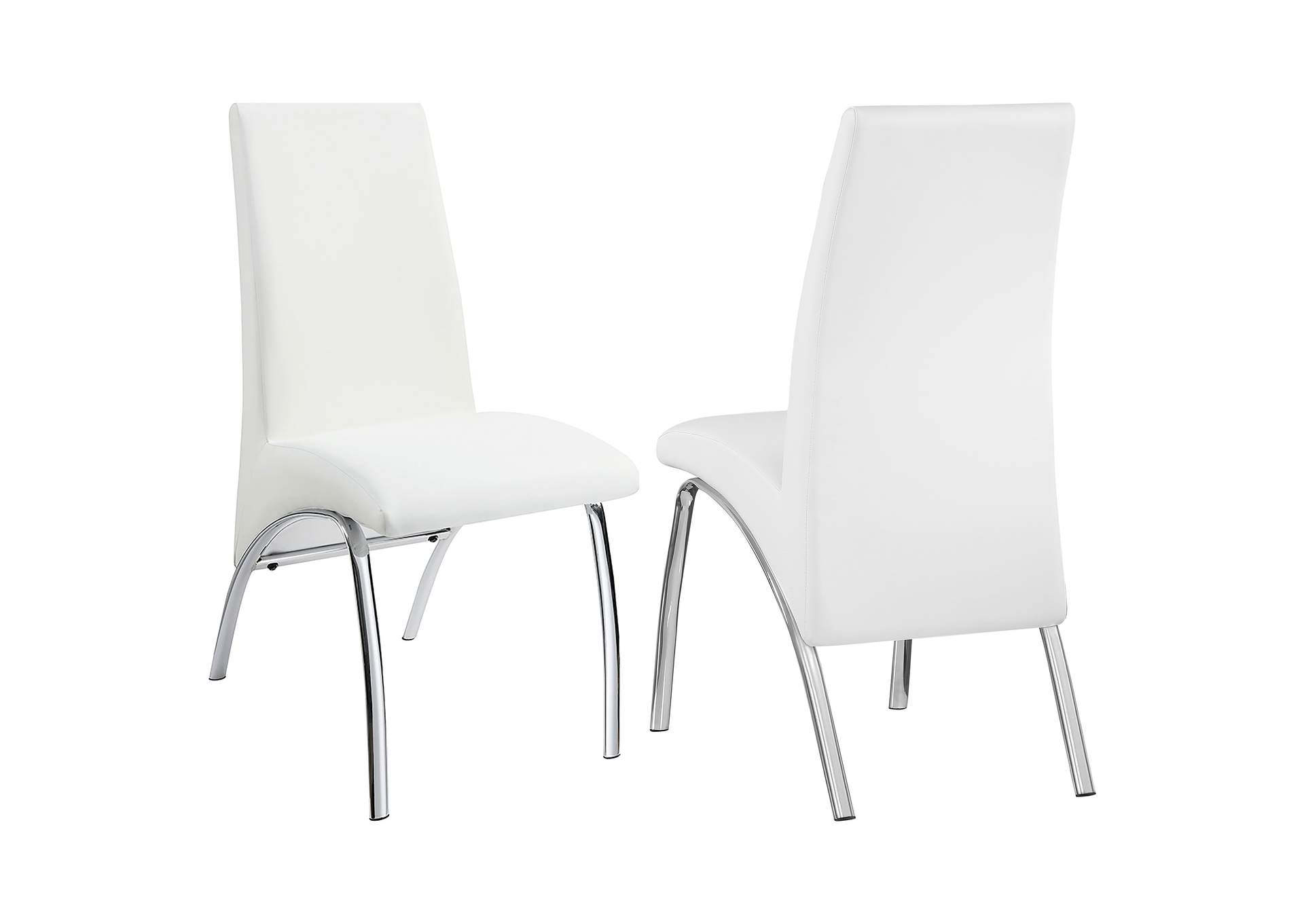 Bishop Upholstered Side Chairs White and Chrome (Set of 2),Coaster Furniture