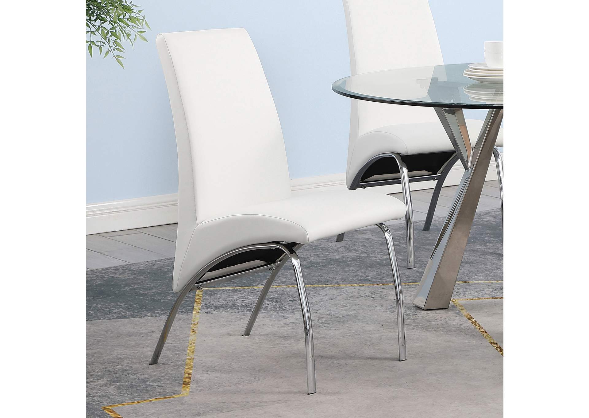 Bishop Upholstered Side Chairs White and Chrome (Set of 2),Coaster Furniture