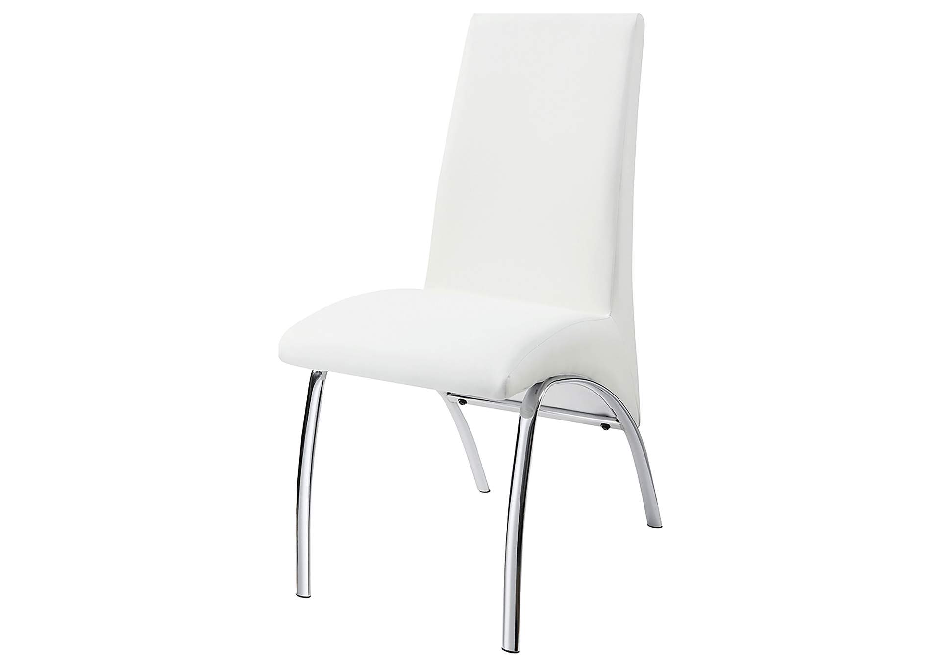 Bishop Upholstered Side Chairs White and Chrome (Set of 2),Coaster Furniture