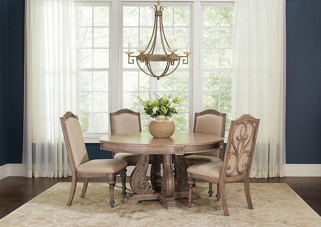 Antique Linen Dining Table w/4 Side Chairs,ABF Coaster Furniture