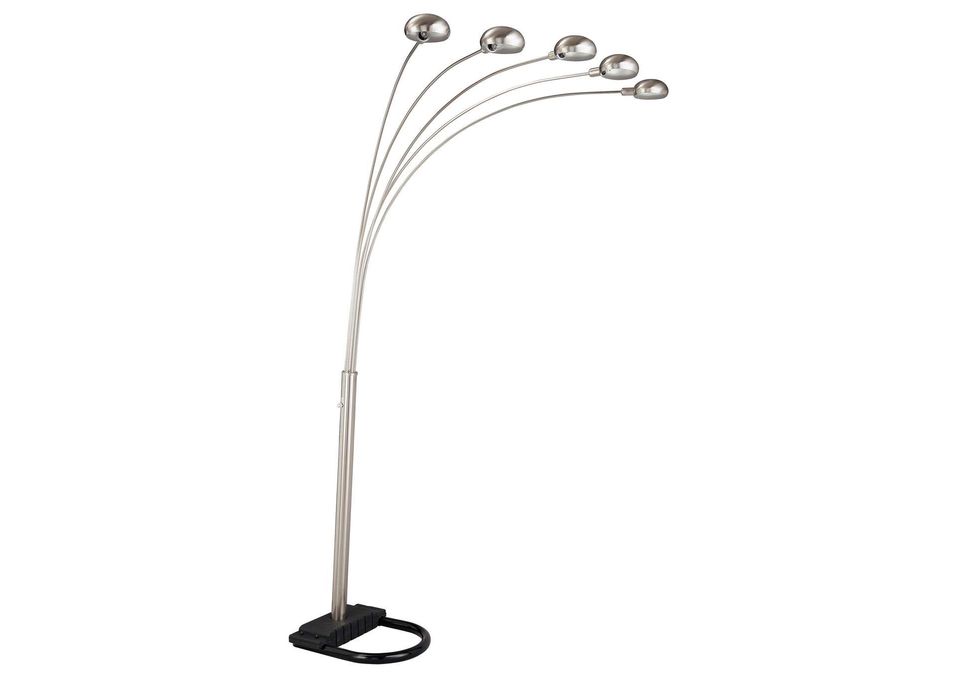 Dacre 5-light Floor Lamp with Curvy Dome Shades Chrome and Black
