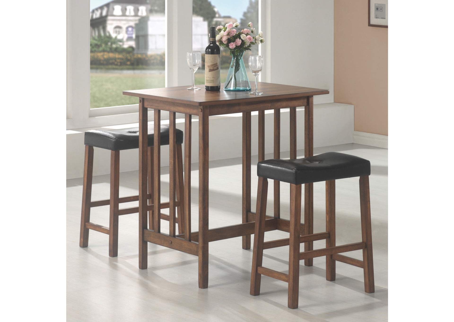 Oleander 3-piece Counter Height Set Nut Brown,Coaster Furniture