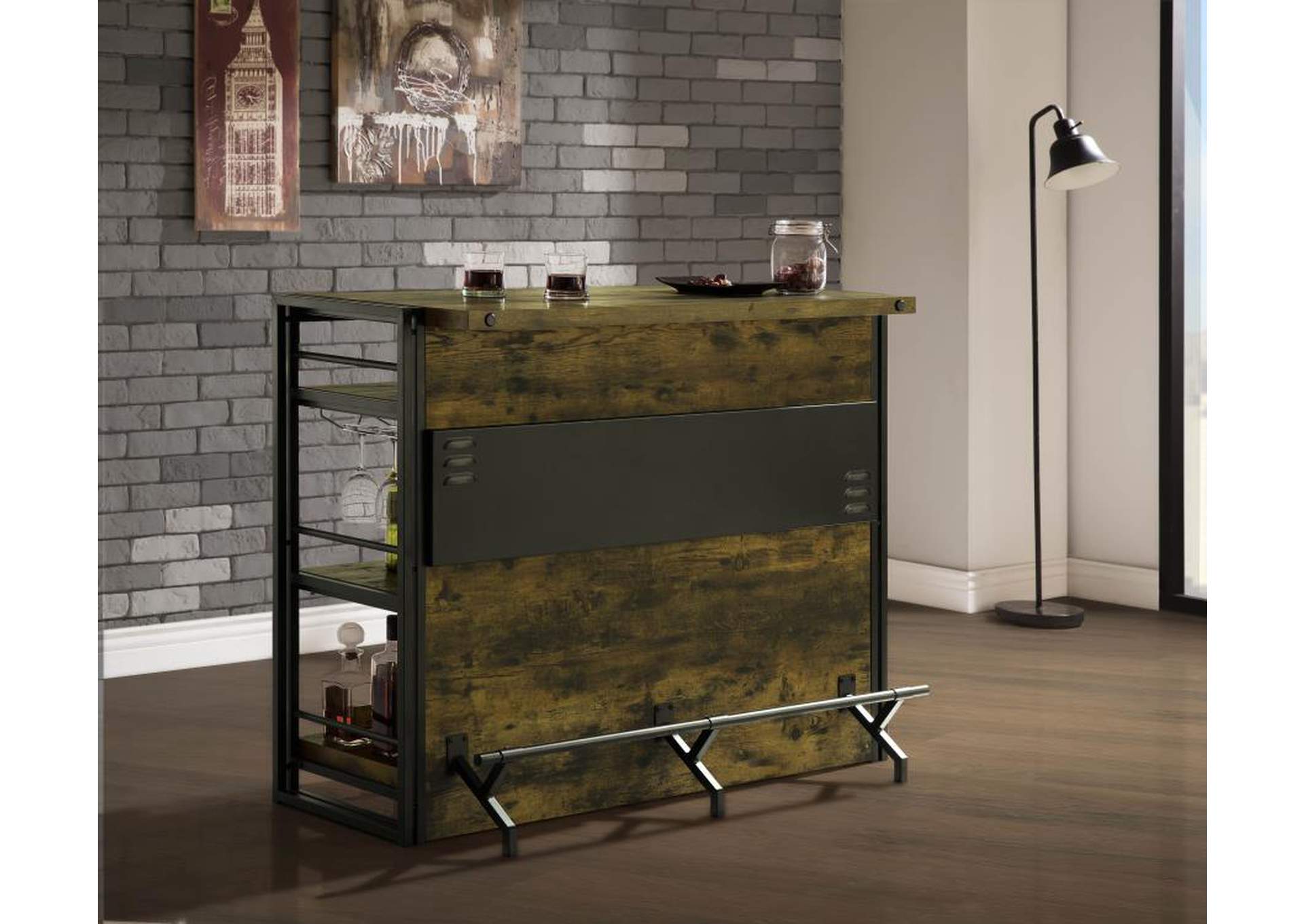 Bar Unit With Stemware Rack Antique Nutmeg Coco Furniture Galleries