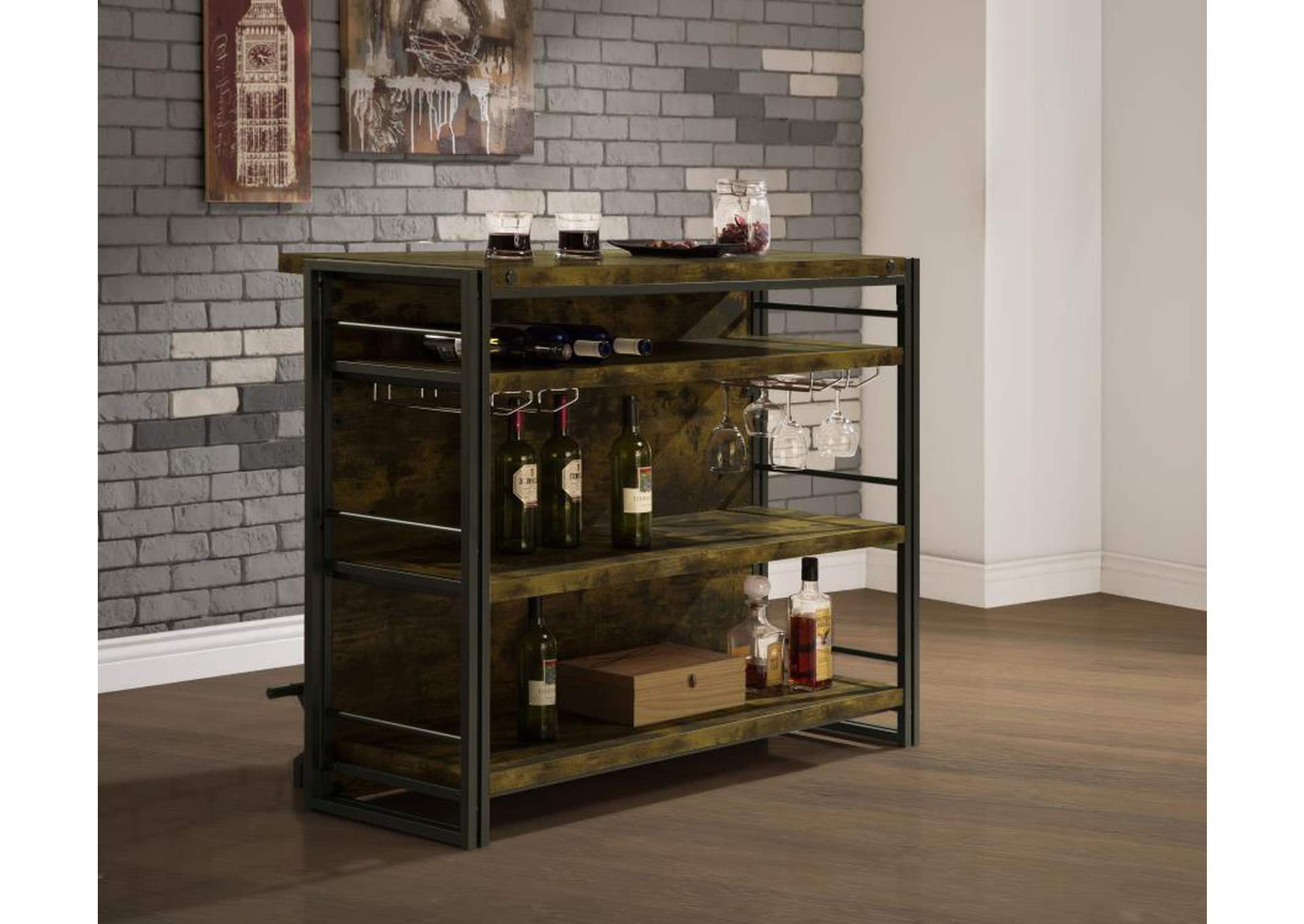 Bar Unit With Stemware Rack Antique Nutmeg Coco Furniture Galleries