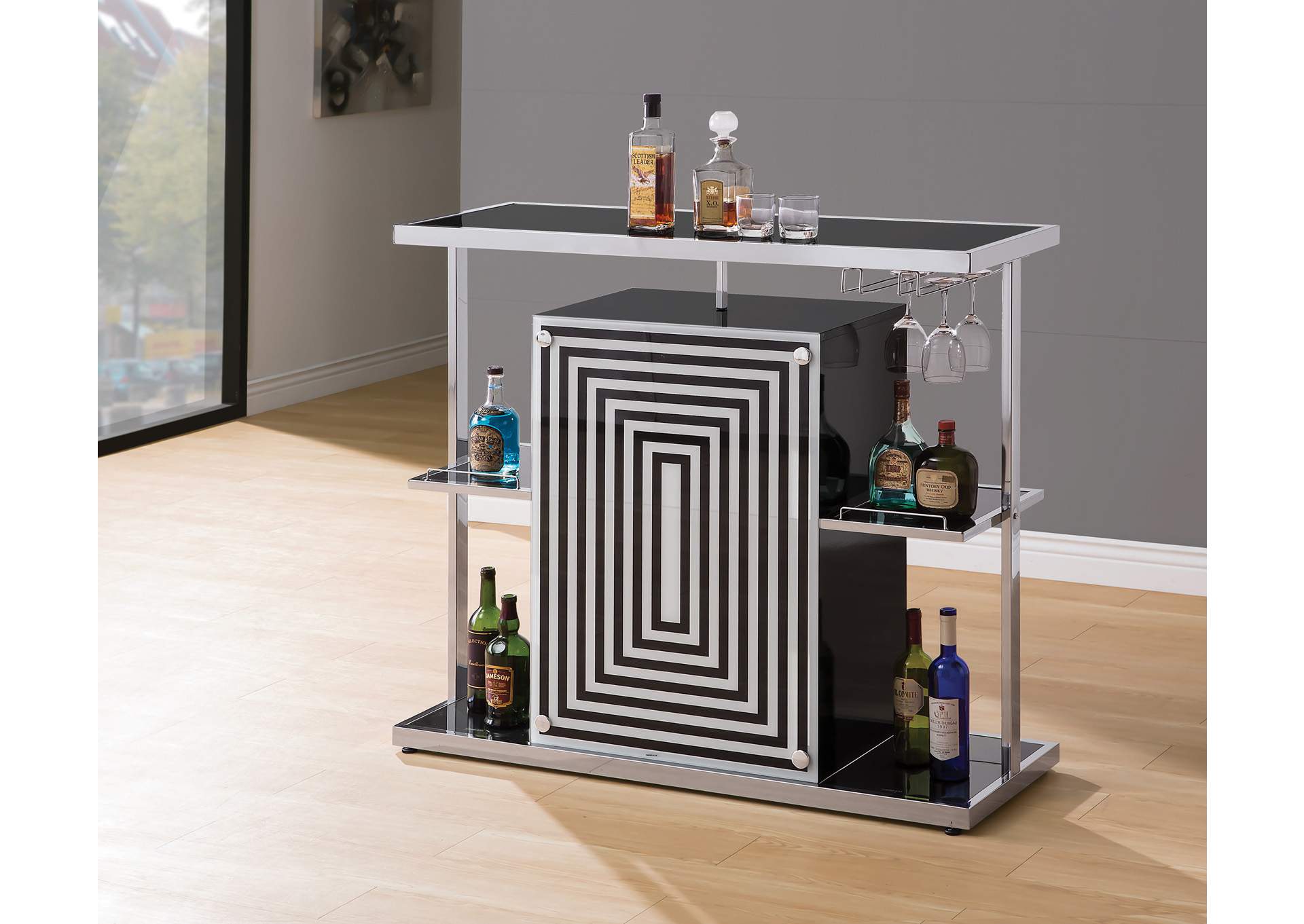 Glossy Black Bar Unit,ABF Coaster Furniture