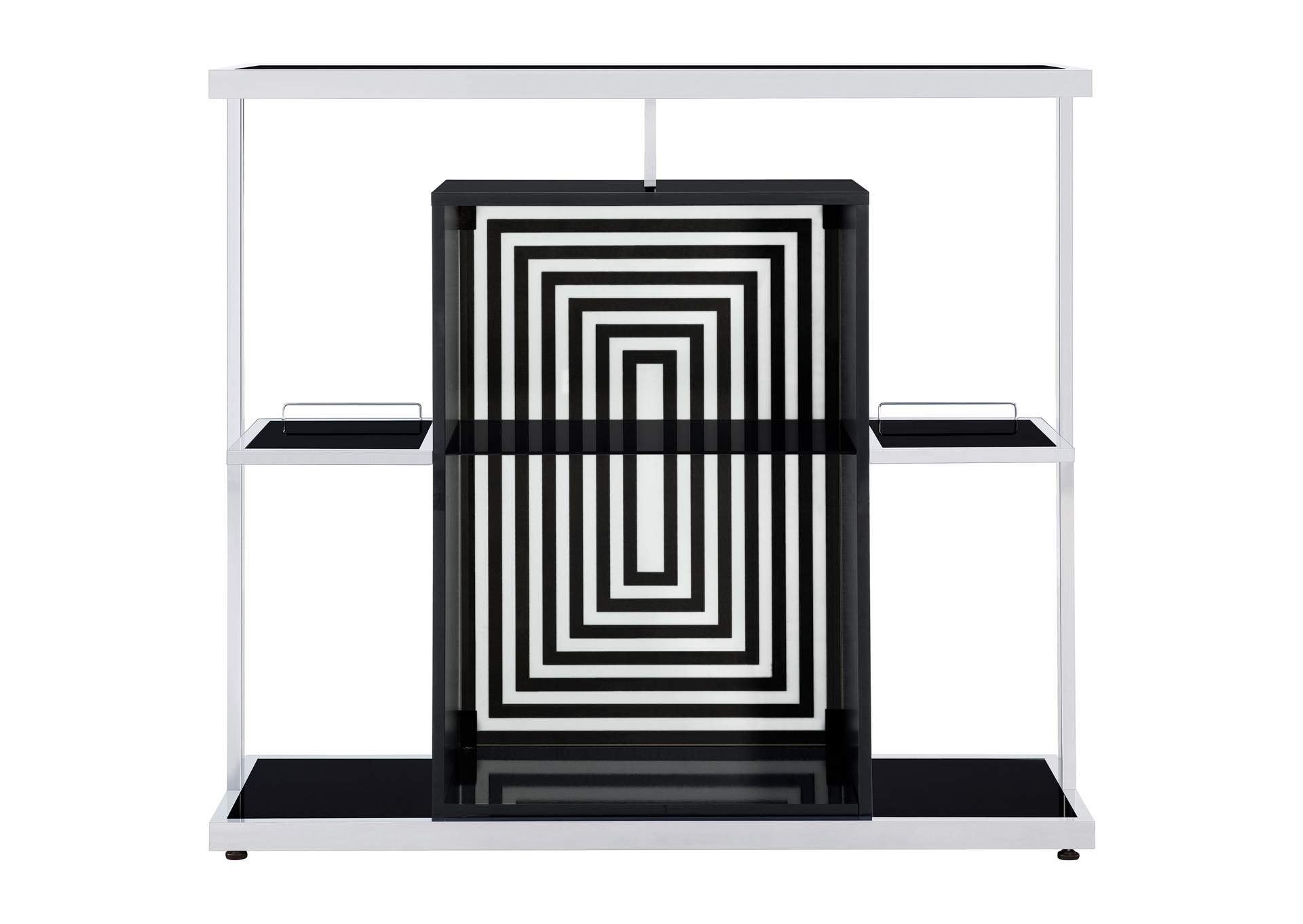 Zinnia 2-tier Bar Unit Glossy Black and White,Coaster Furniture