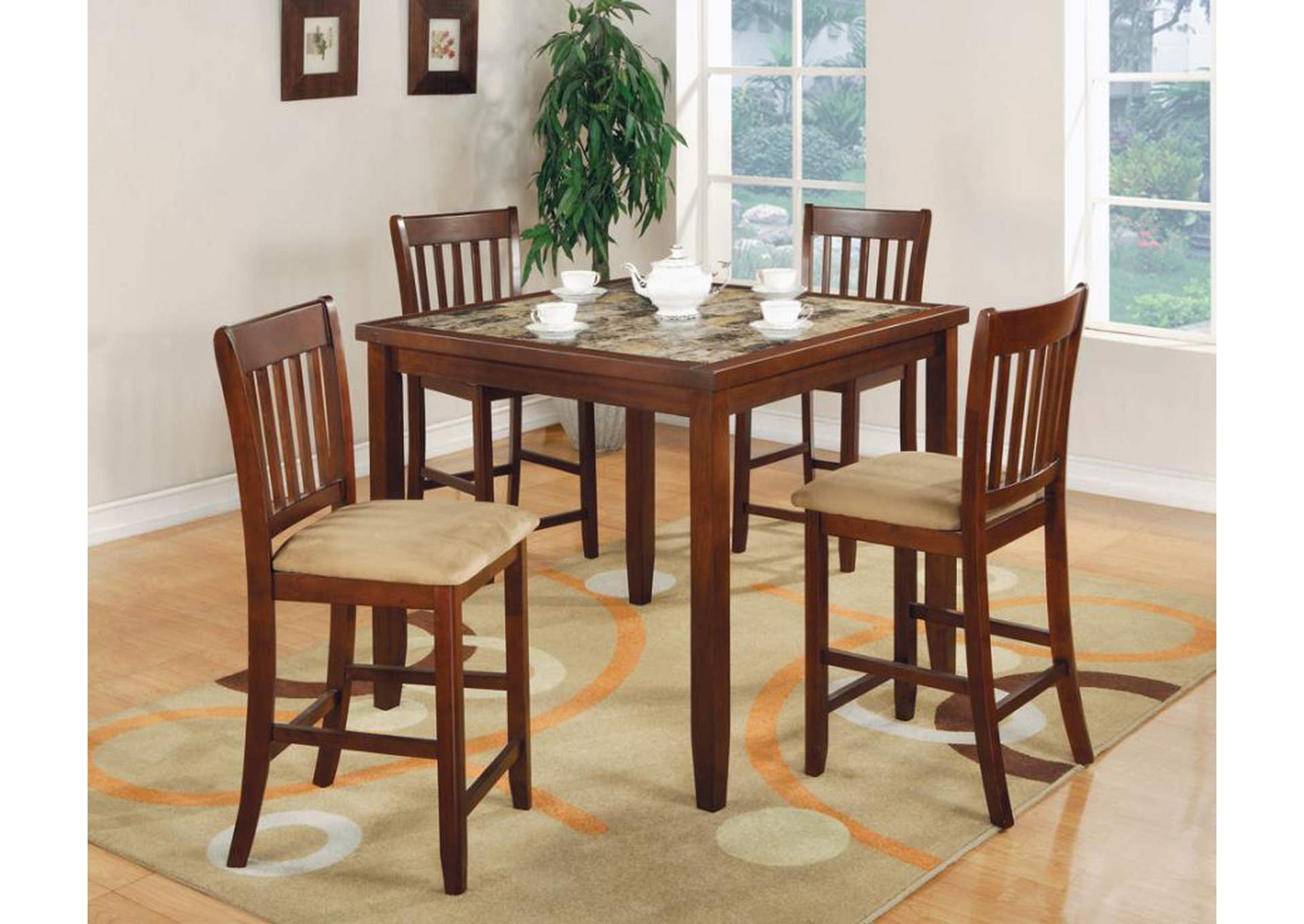 red counter height dining set