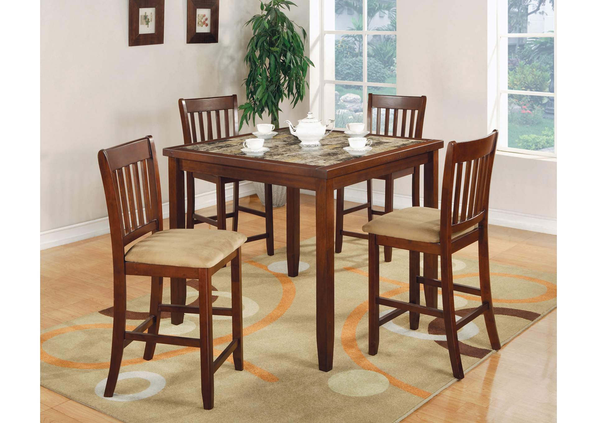 Jardin 5-piece Counter Height Dining Set Red Brown and Tan,Coaster Furniture