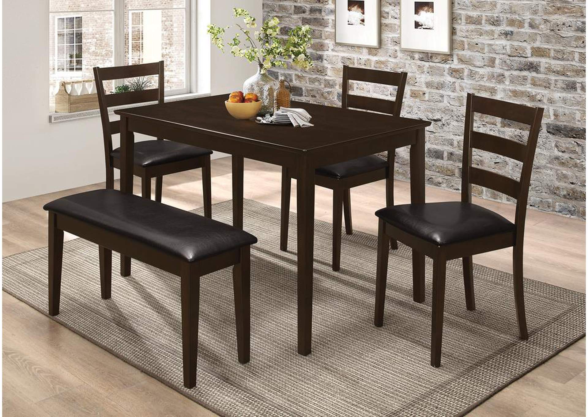 Dark Brown & Cappuccino 5 Pc Dining Set,ABF Coaster Furniture