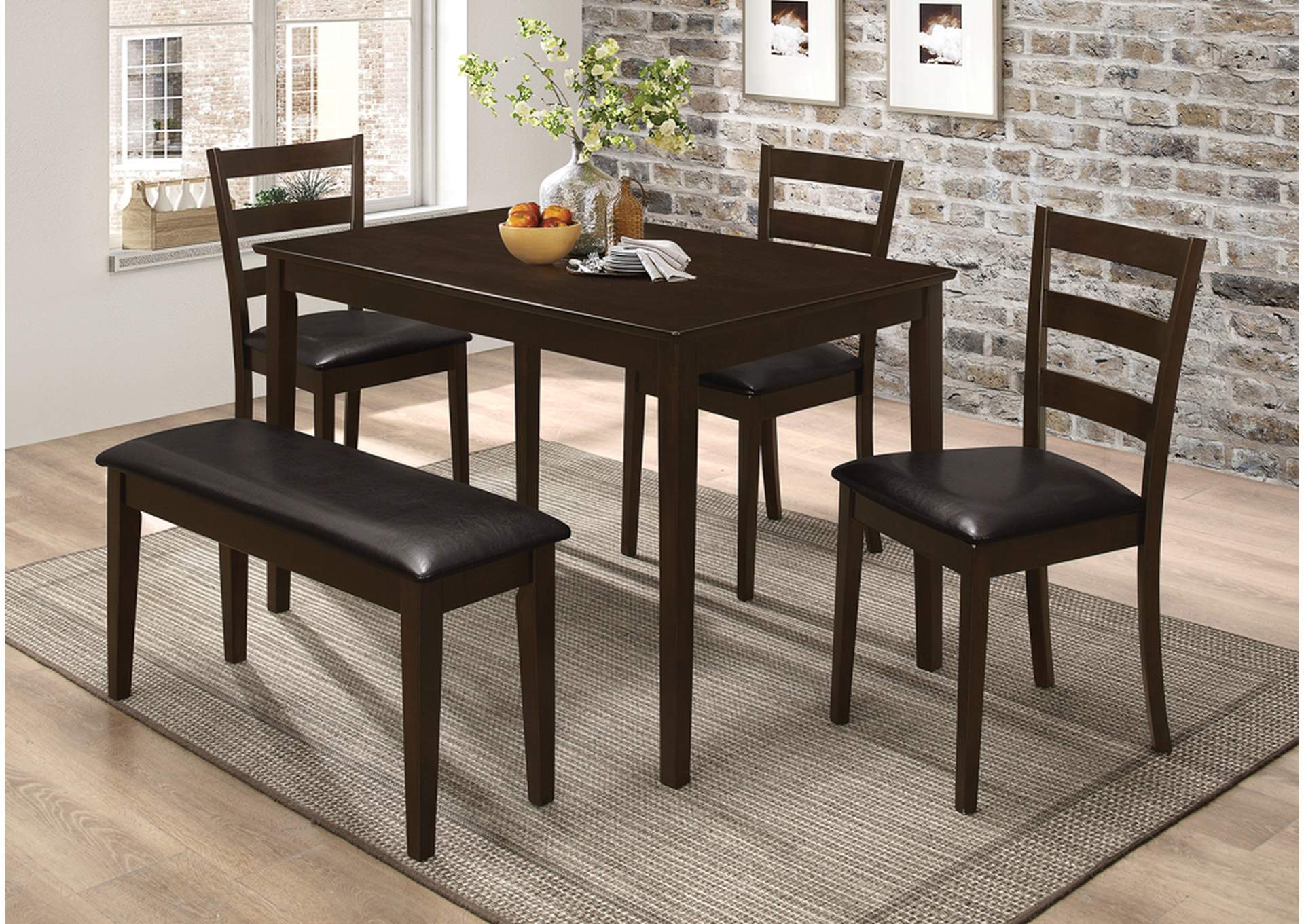 Guillen 5-piece Dining Set with Bench Cappuccino and Dark Brown,Coaster Furniture
