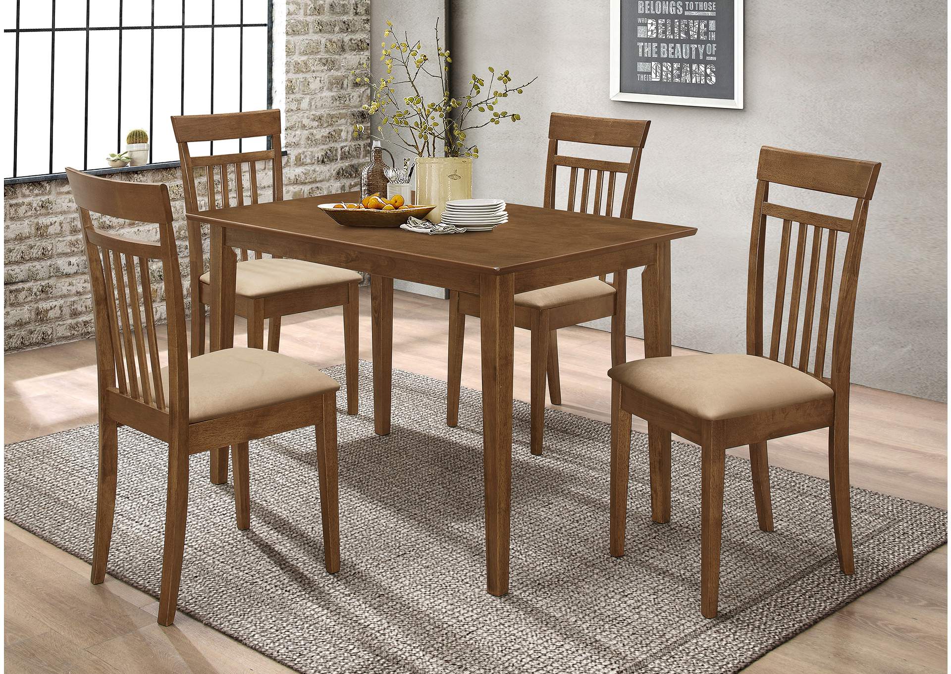 Robles 5-piece Dining Set Chestnut and Tan,Coaster Furniture