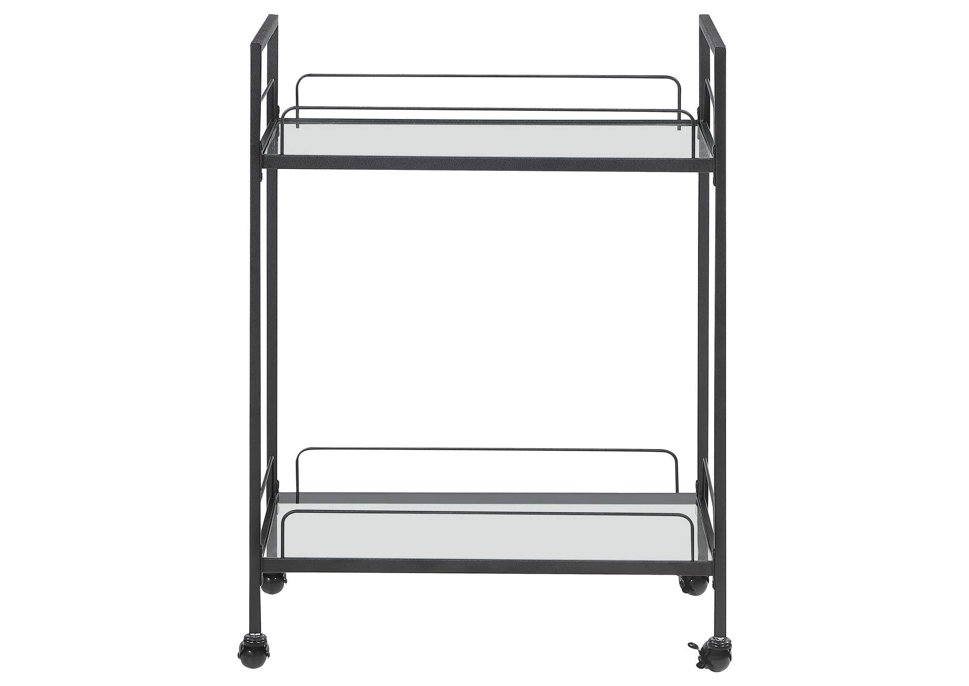 Curltis Serving Cart with Glass Shelves Clear and Black,Coaster Furniture