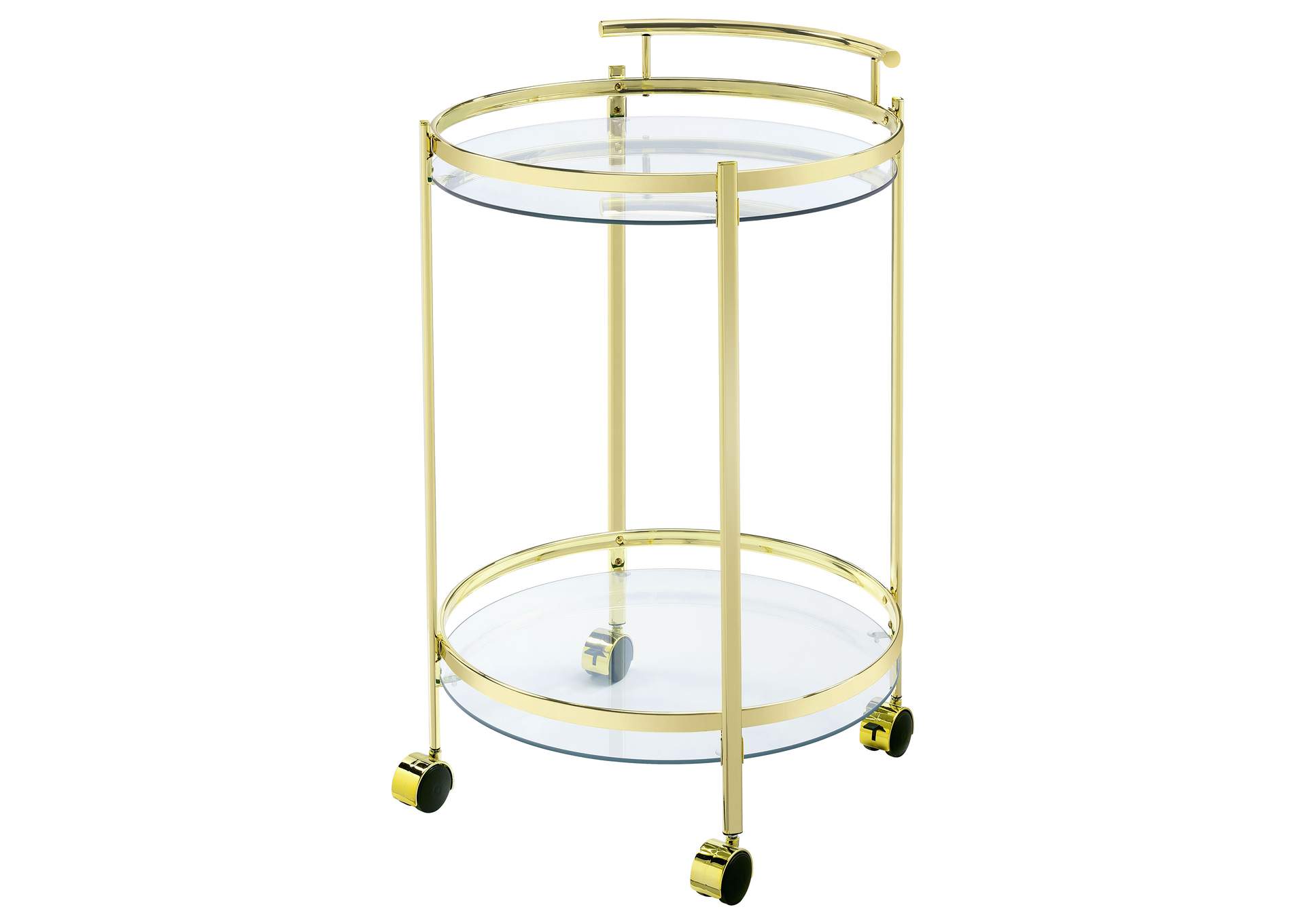 Chrissy Round Glass Bar Cart Brass,Coaster Furniture