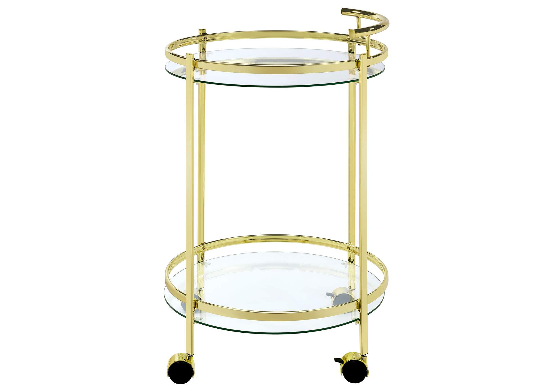 Chrissy Round Glass Bar Cart Brass,Coaster Furniture
