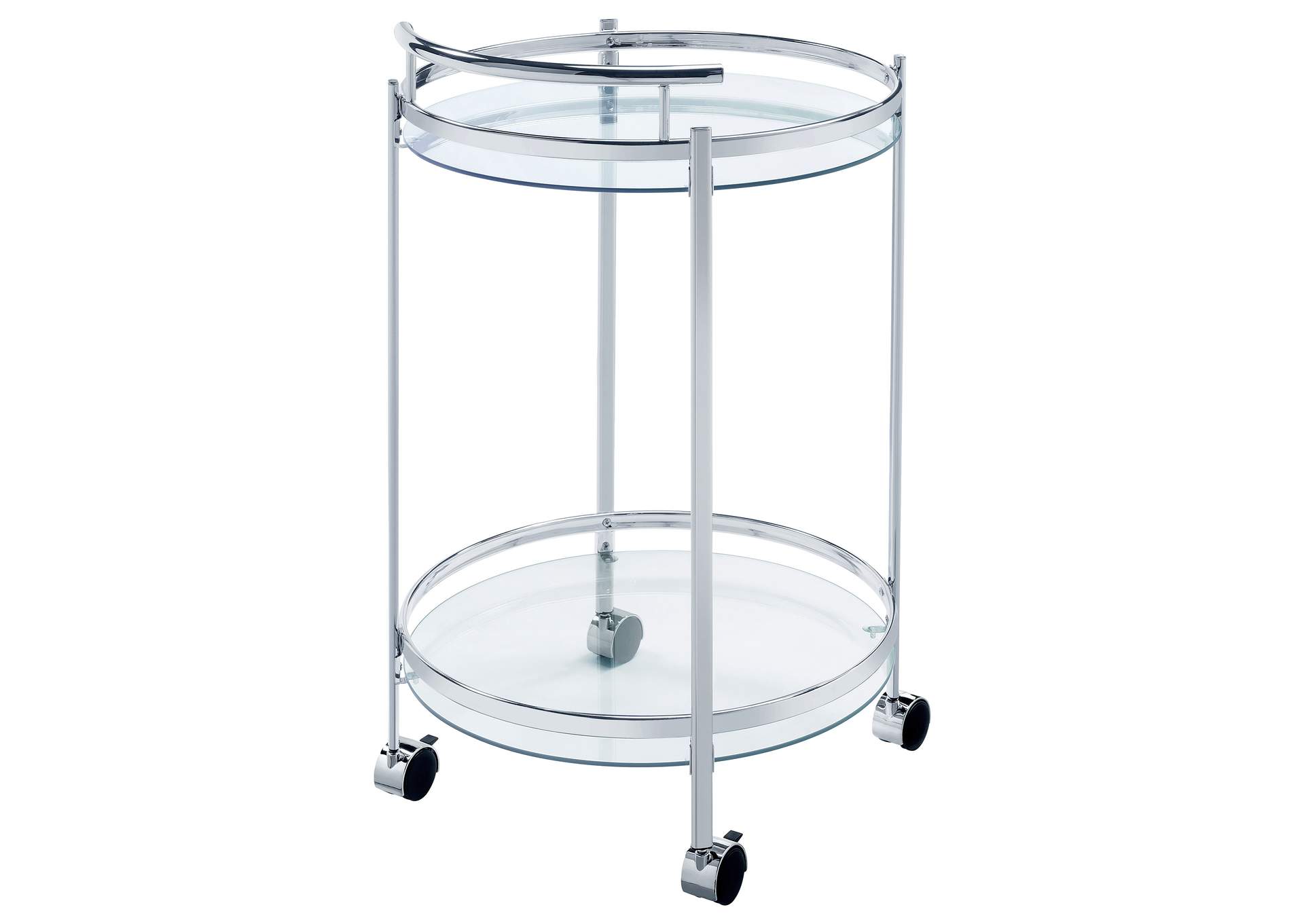 Chrissy Round Glass Bar Cart Chrome,Coaster Furniture