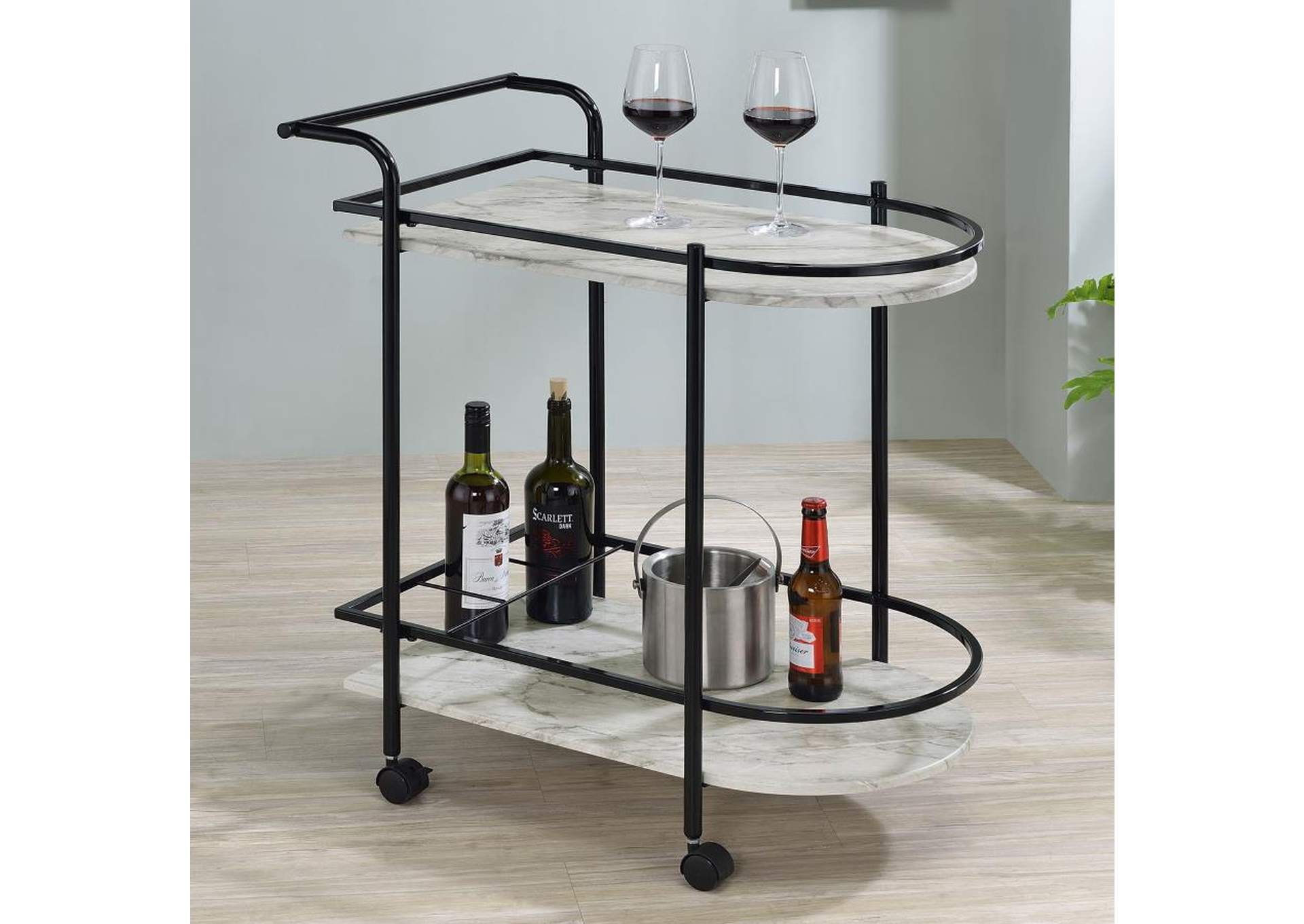 Desiree Rack Bar Cart with Casters Black,Coaster Furniture
