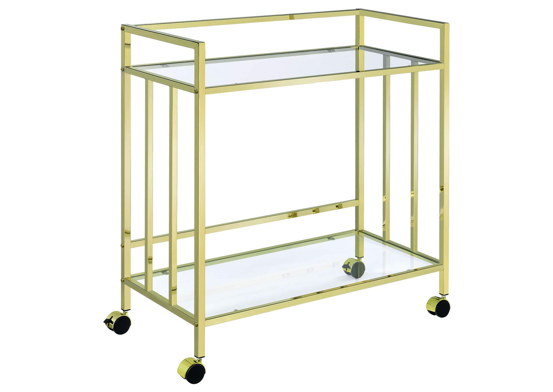 Cara Rectangular Glass Bar Cart Brass,Coaster Furniture