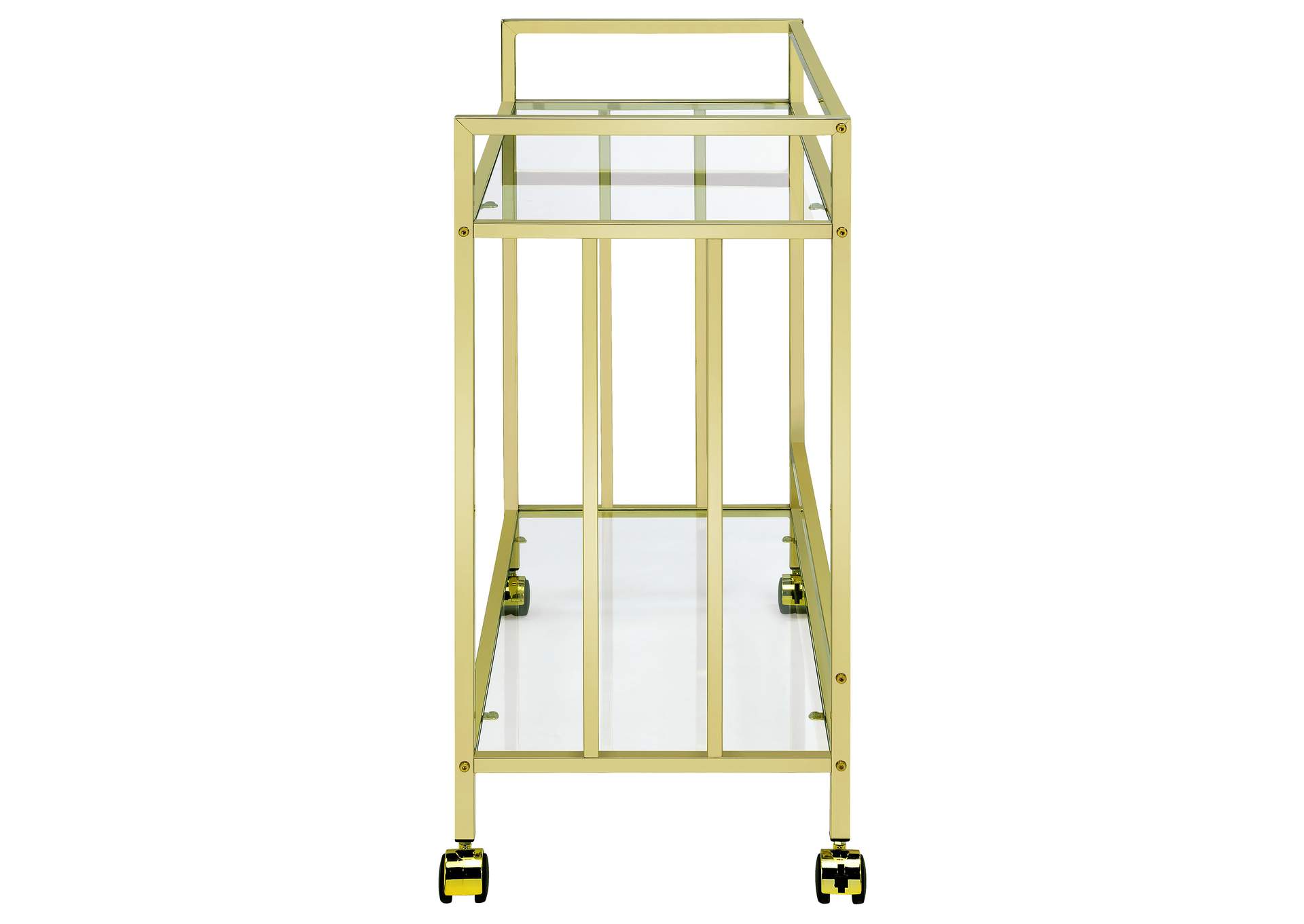 Cara Rectangular Glass Bar Cart Brass,Coaster Furniture