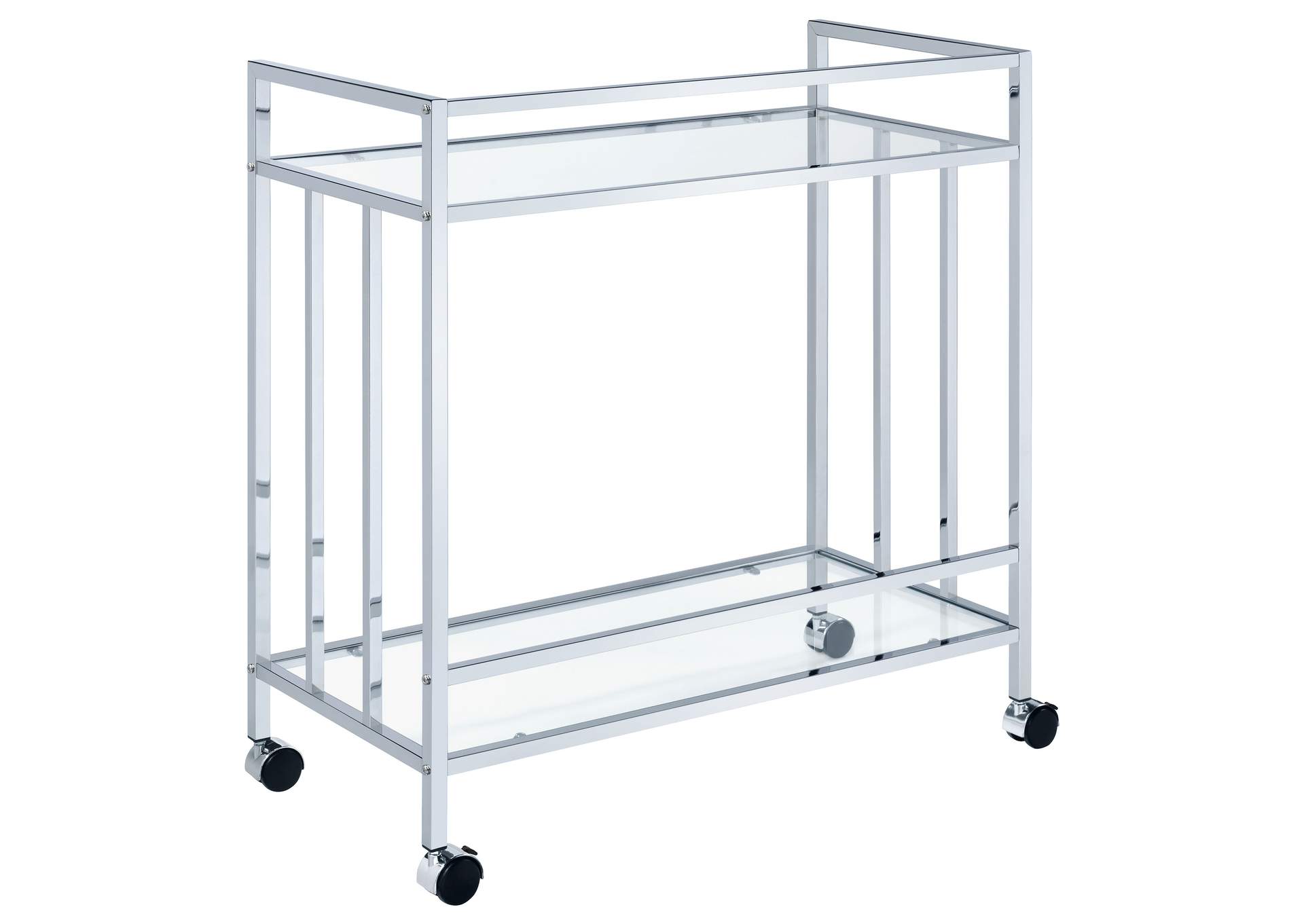 Cara Rectangular Glass Bar Cart Chrome,Coaster Furniture