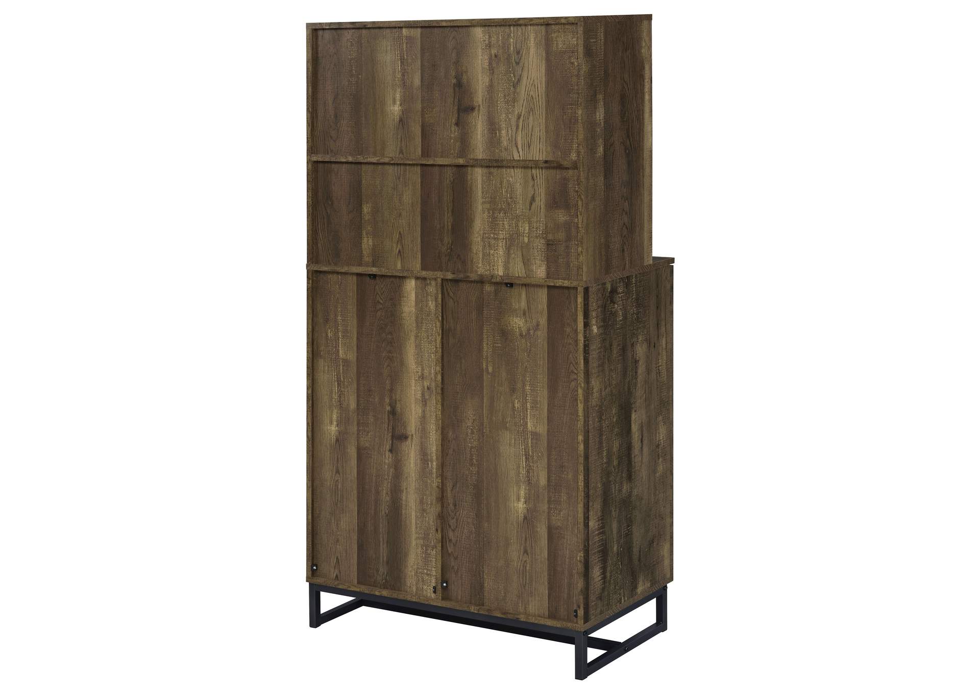 Mendoza 2-door Wine Cabinet Rustic Oak Herringbone and Gunmetal,Coaster Furniture