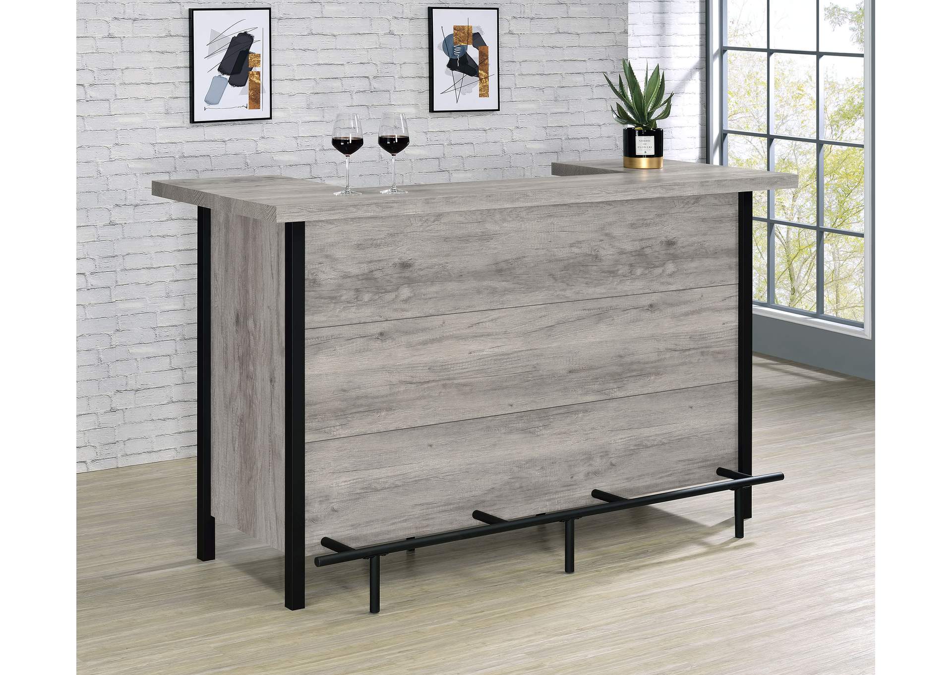 Bellemore Bar Unit with Footrest Grey Driftwood and Black,Coaster Furniture