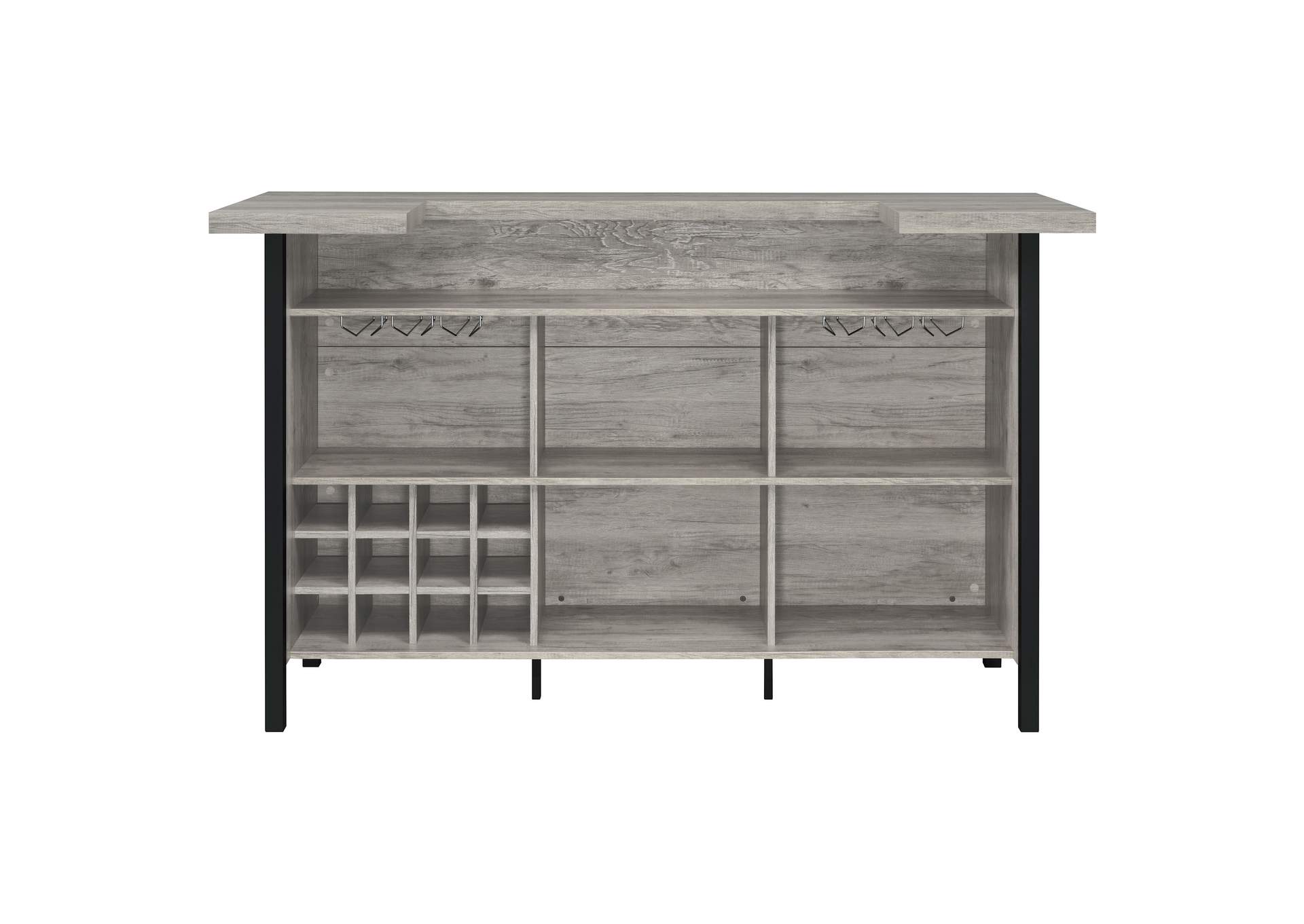 Bellemore Bar Unit with Footrest Grey Driftwood and Black,Coaster Furniture