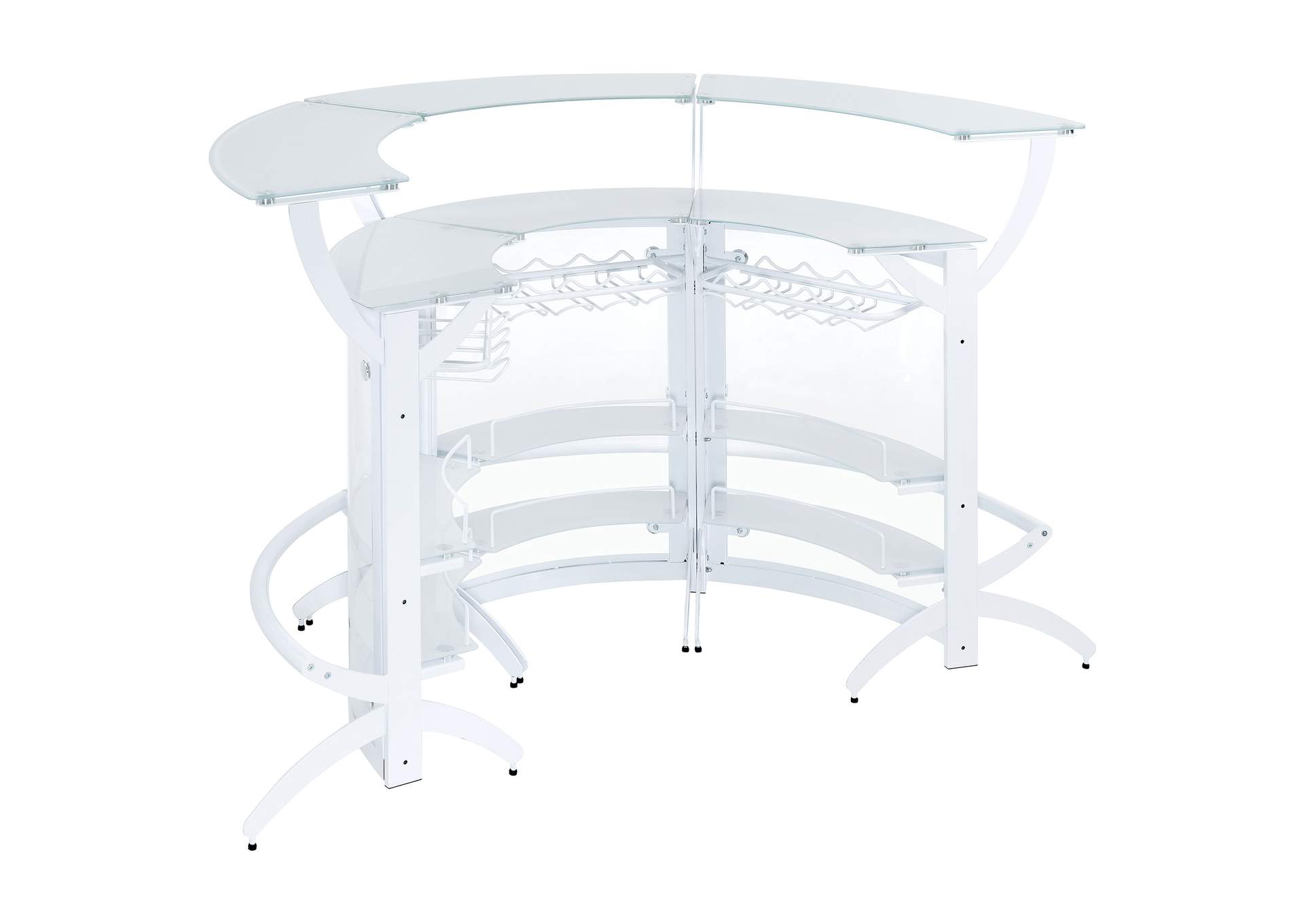 Dallas 2-shelf Curved Home Bar White and Frosted Glass (Set of 3),Coaster Furniture