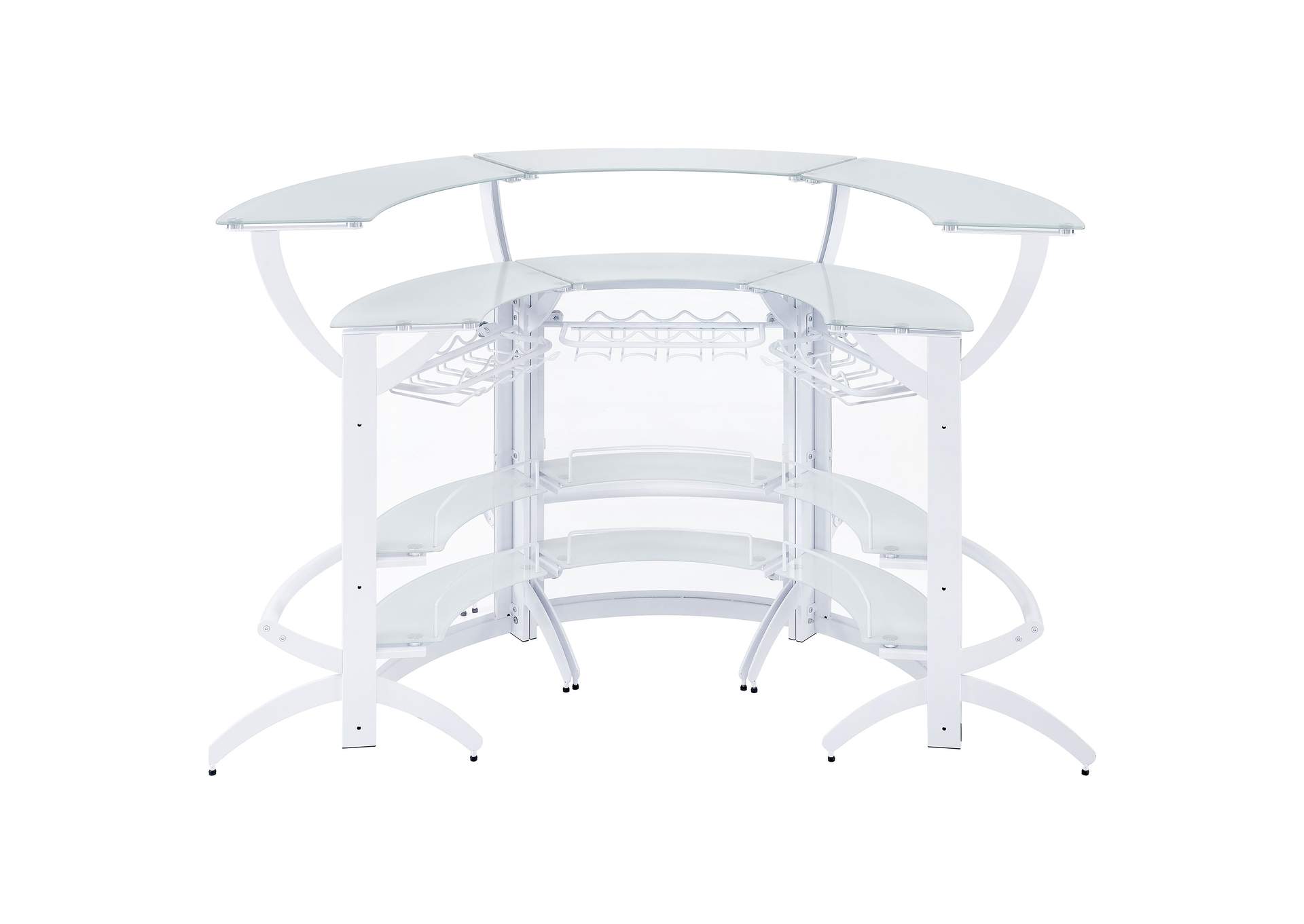 Dallas 2-shelf Curved Home Bar White and Frosted Glass (Set of 3),Coaster Furniture